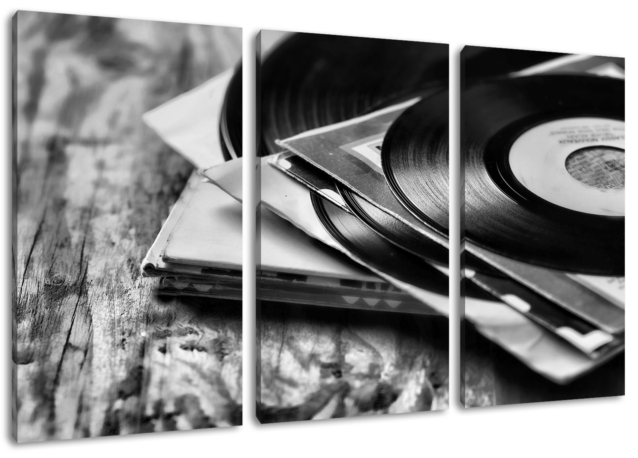 (120x80cm) DJ, DJ St), fertig 3Teiler Pixxprint inkl. Mixtape, Schallplatte, Leinwandbild (1 bespannt, Leinwandbild Zackenaufhänger Schallplatte, Mixtape,