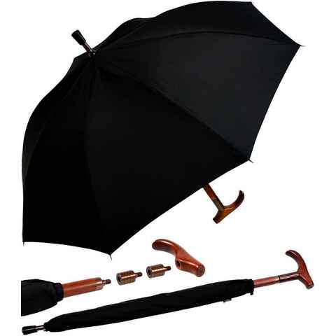iX-brella Langregenschirm Stützschirm Holzgriff höhenverstellbar sehr stabil, extrem-stabil