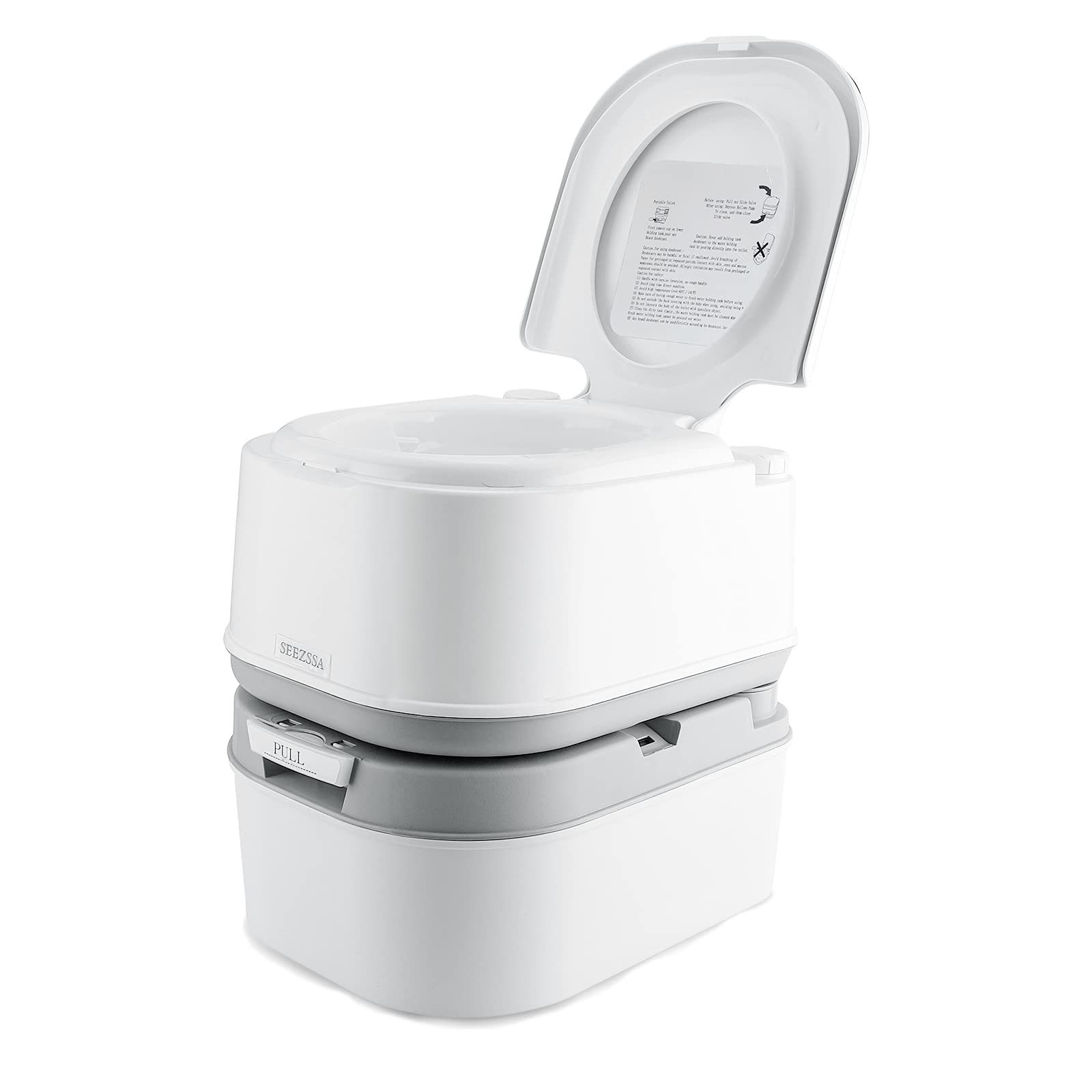 SEEZSSA Campingtoilette Reisetoilette Tragbar mit Spülung, 24L+20L Camping-toilette mit Kolbenpumpe, Füllstandsanzeige, Bürste