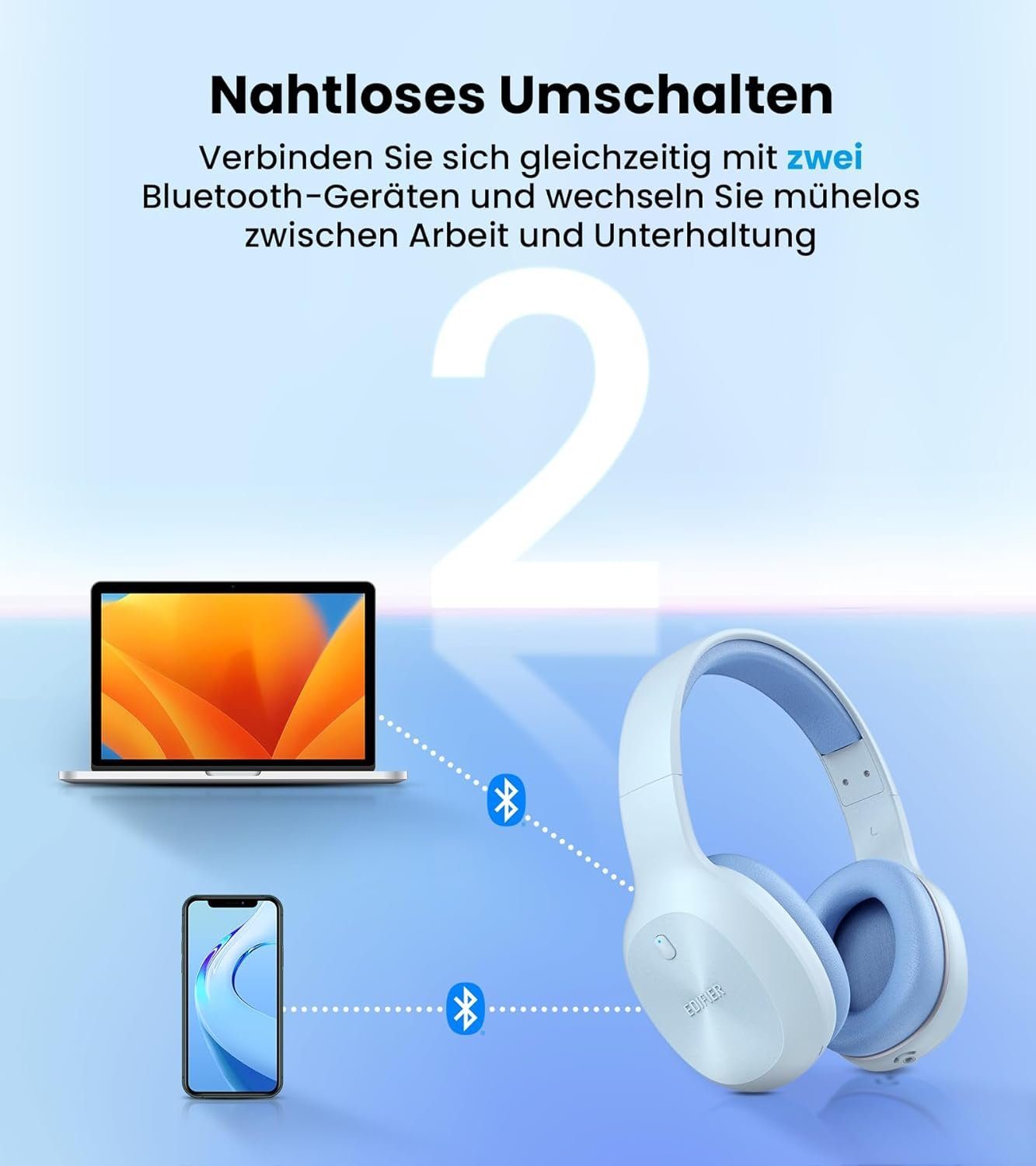 Anrufe Treiber mit Stunden zwei Edifier® Gaming-Headset Bluetooth-Geräten, 40mm Bluetooth, Verbindung) Kristallklare 30 Wiedergabezeit Verbindung (Gleichzeitige