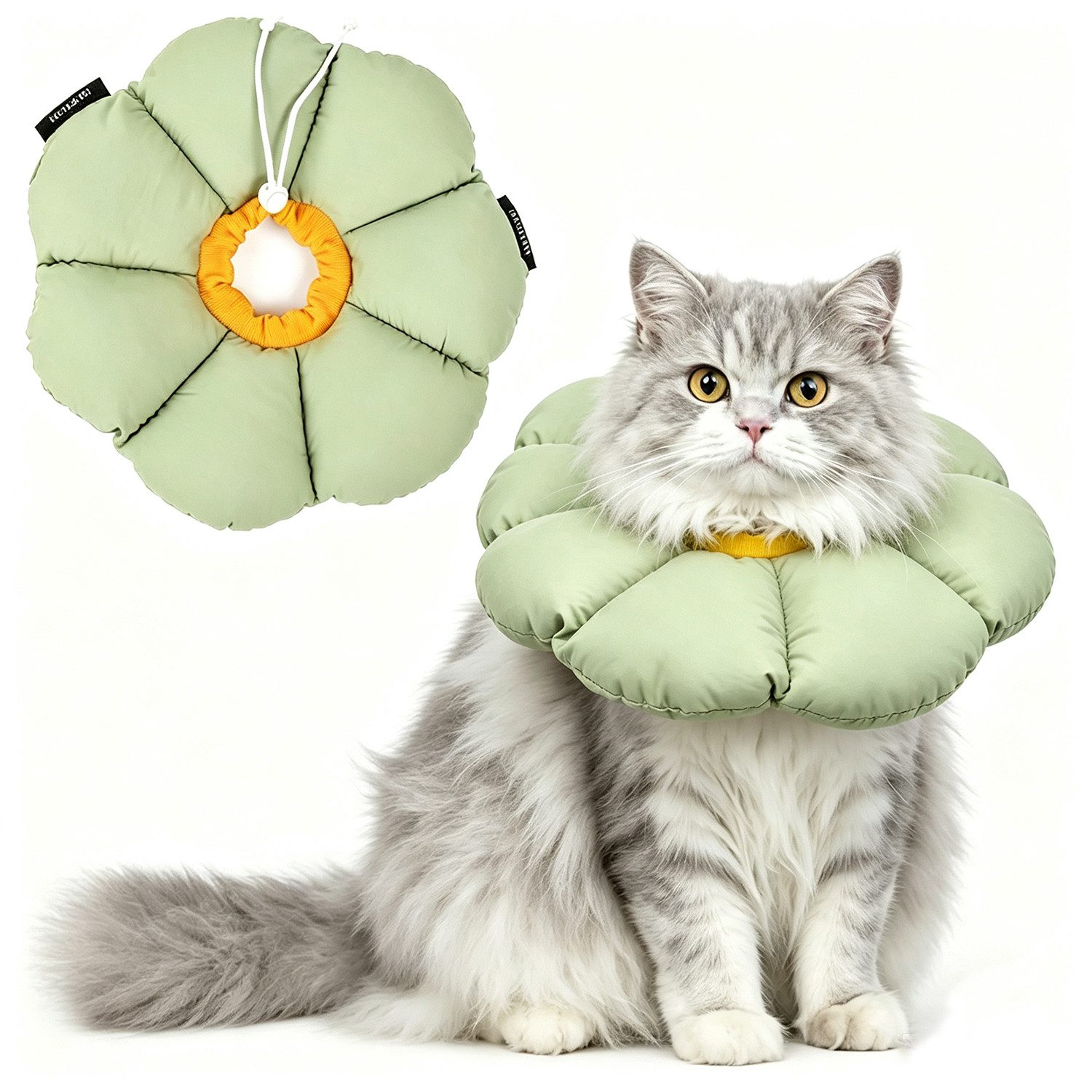 TUWENA Schutzkragen Halskrause Katze, Einstellbarer Katzenhalsband, Blumen Katzenkegel, Verstellbar, Leicht & Weich, Wundschützend, Wasserdicht, Dekorativ von TUWENA
