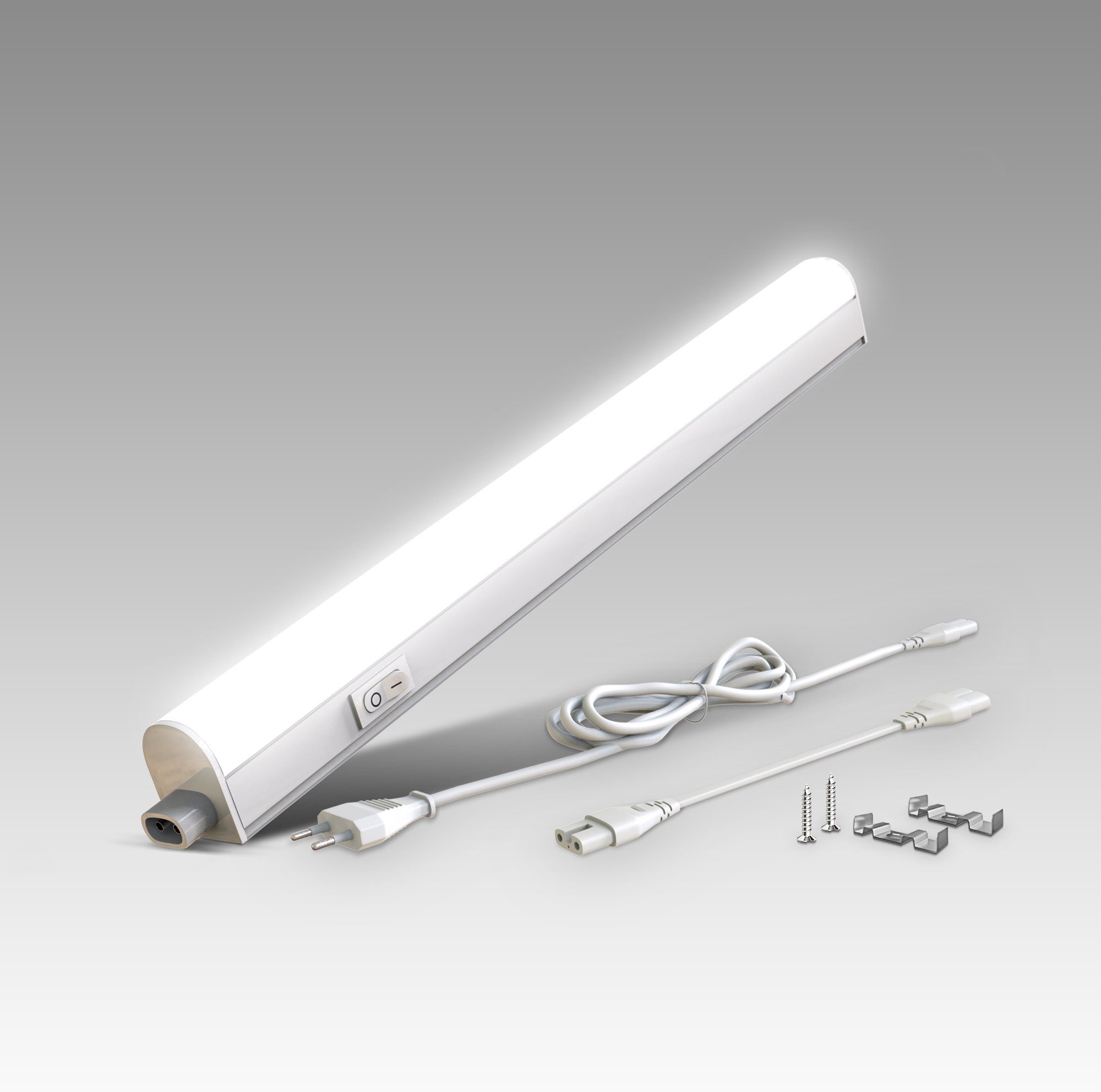 B.K.Licht Unterschrankleuchte BK_UL1159 LED Unterbauleuchte, 31.3cm, 4.000K  Neutralweißes Licht, LED fest integriert, Neutralweiß, Lichtleiste, 4W,  400Lm, erweiterbar durch Stecksystem, 1.5m Zuleitung