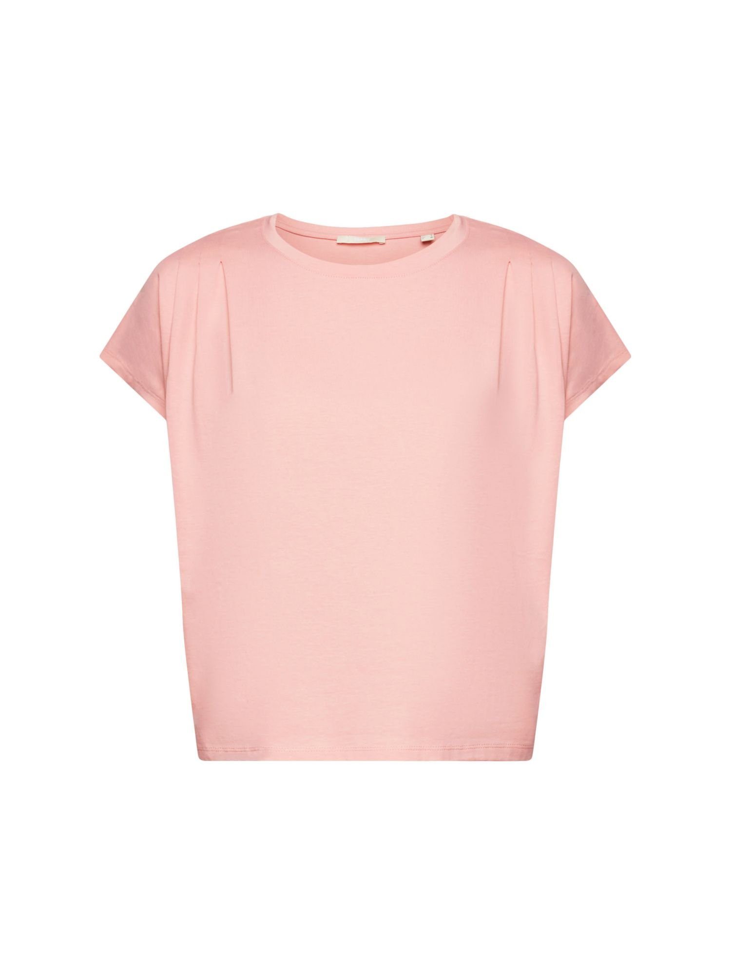 edc by Esprit T-Shirt T-Shirt mit Faltendetails (1-tlg) PINK