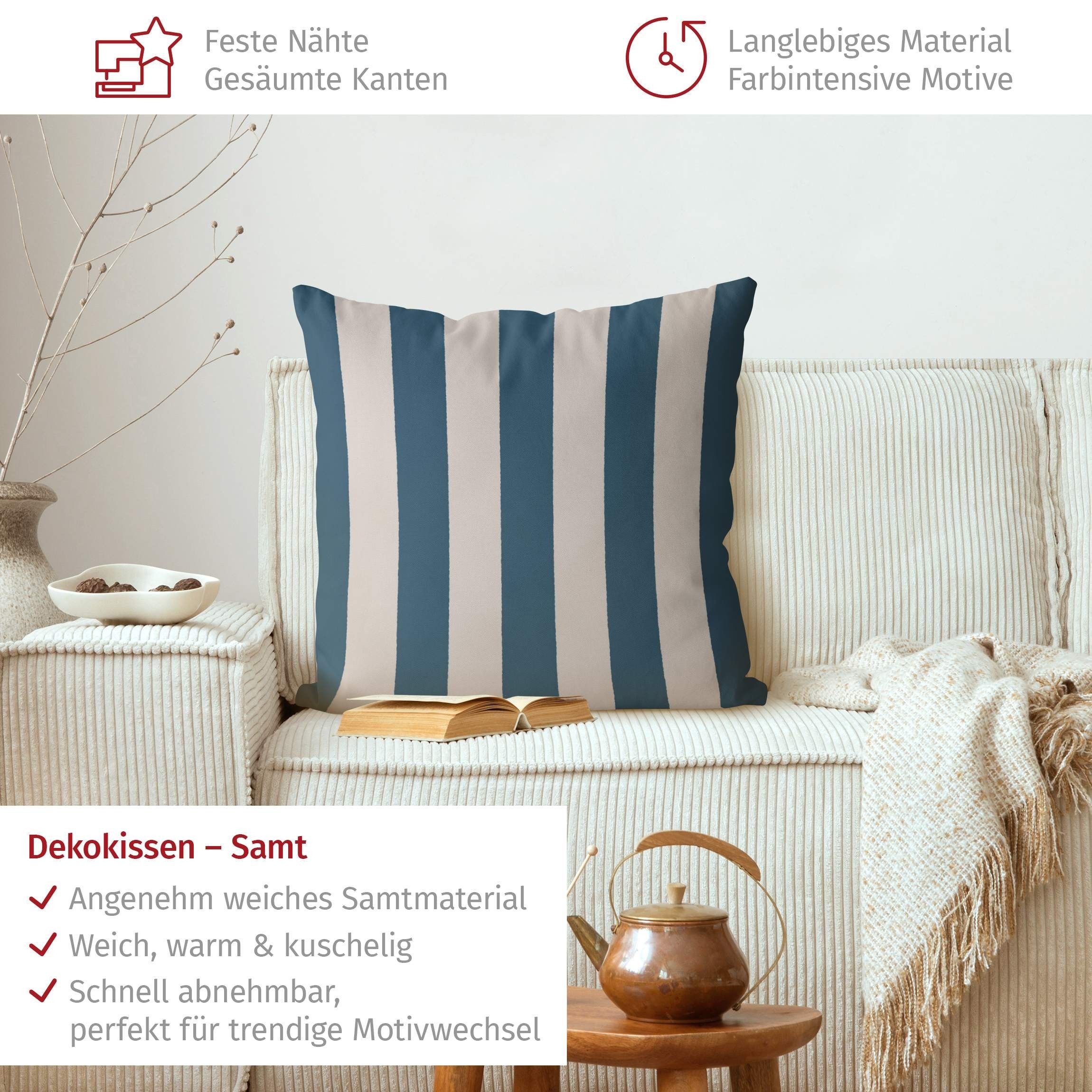 Bilderdepot24 Dekokissen drinnen Kissenhülle/ Sofakissen/ Zierkissen blau Muster Abstrakt, Bezug mit / ohne Füllung Zierkissen Outdoor Sofa Bett