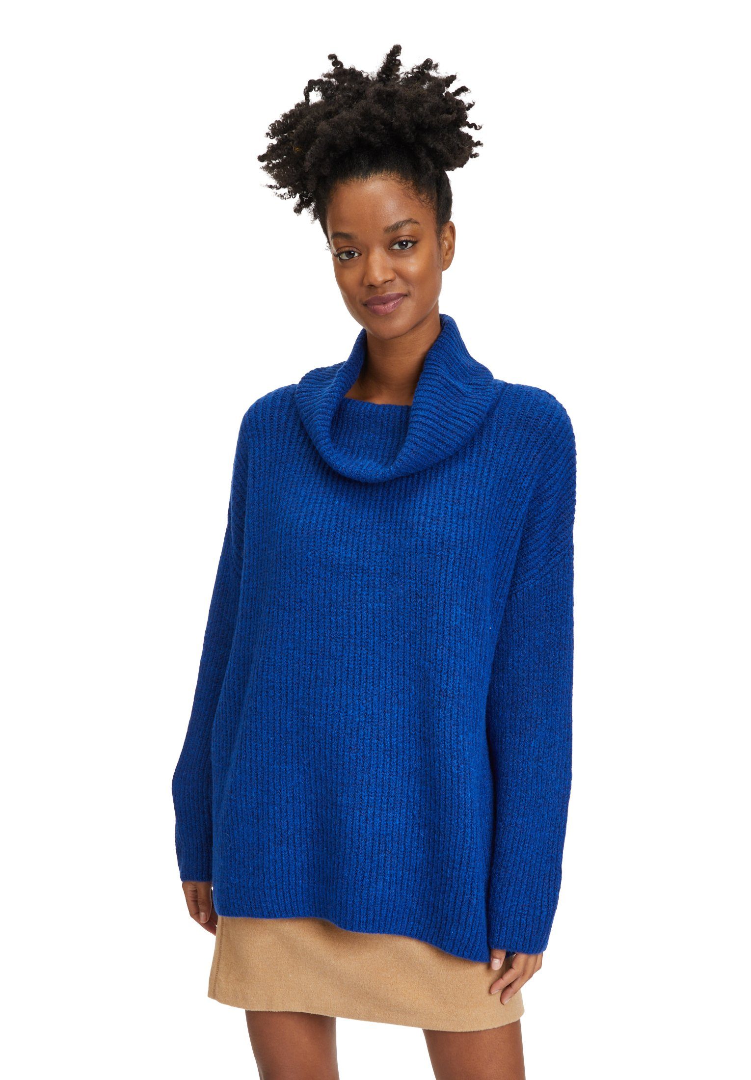 Cartoon Strickpullover mit Turtle Neck (1-tlg) Struktur Blue Melange