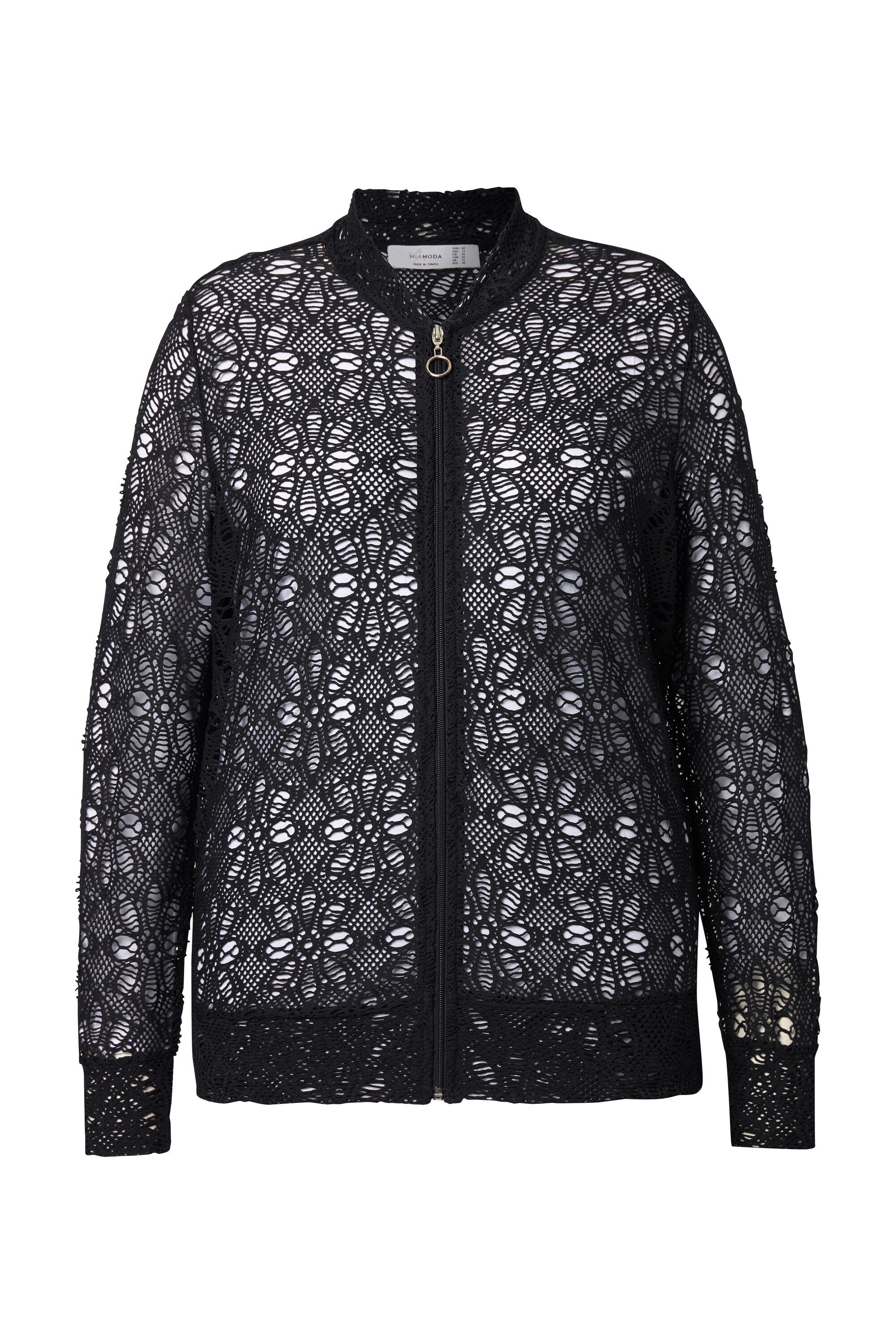 MIAMODA Kurzjacke Blouson Spitze Langarm