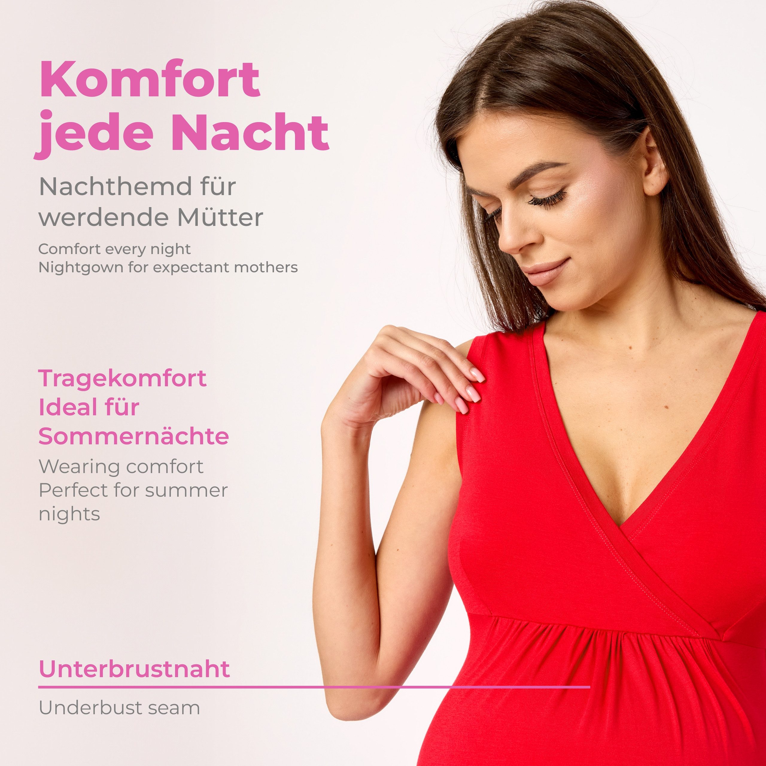 Merry Style Umstandsnachthemd Nachthemd Damen Schwangerschaft Stillnachthemd Nachtwäsche MS10-467 (1-tlg)