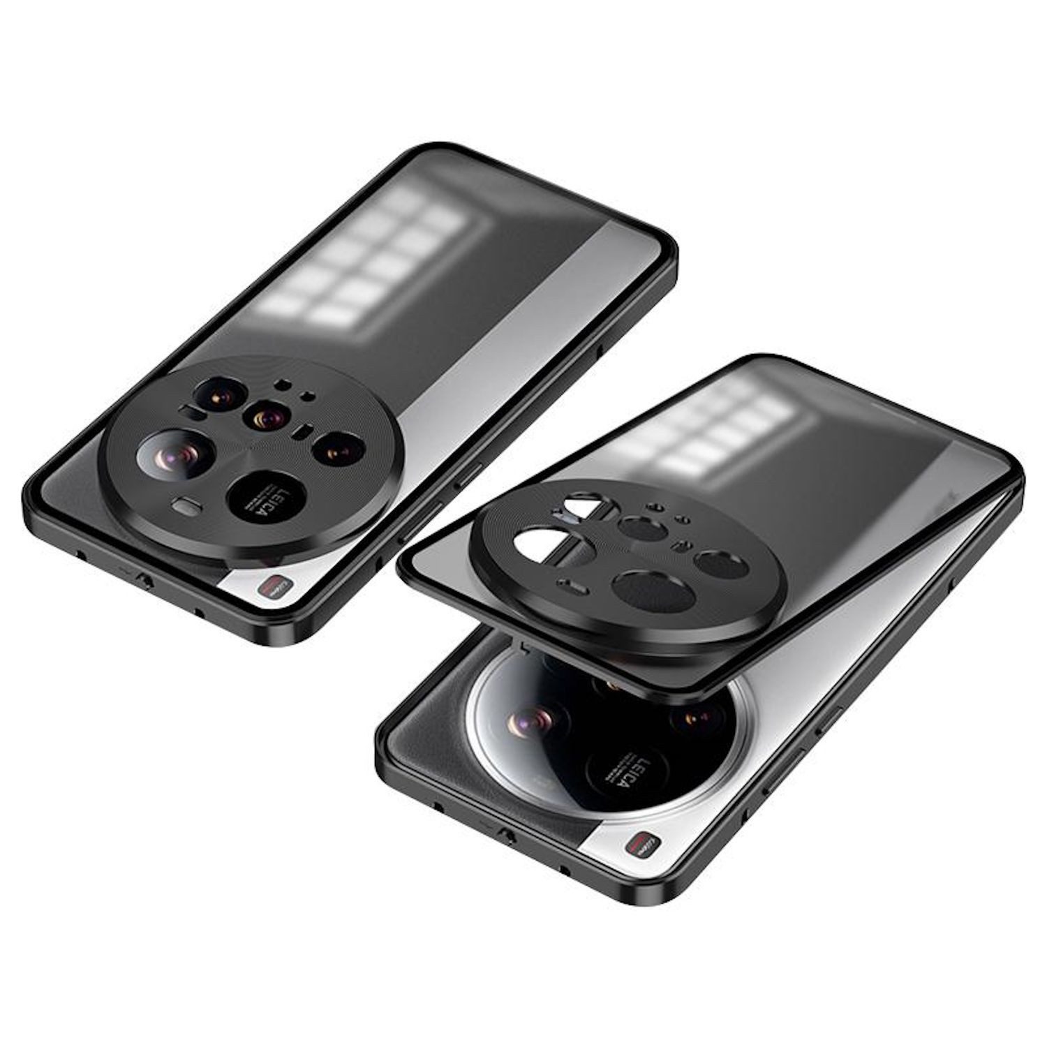 Wigento Handyhülle Für Xiaomi 15 Ultra Snap Verschluss Single Metall Rahmen Hülle Schwarz, Snap-Verschluss Metallrahmen-Hülle mit mattierter Rückseite