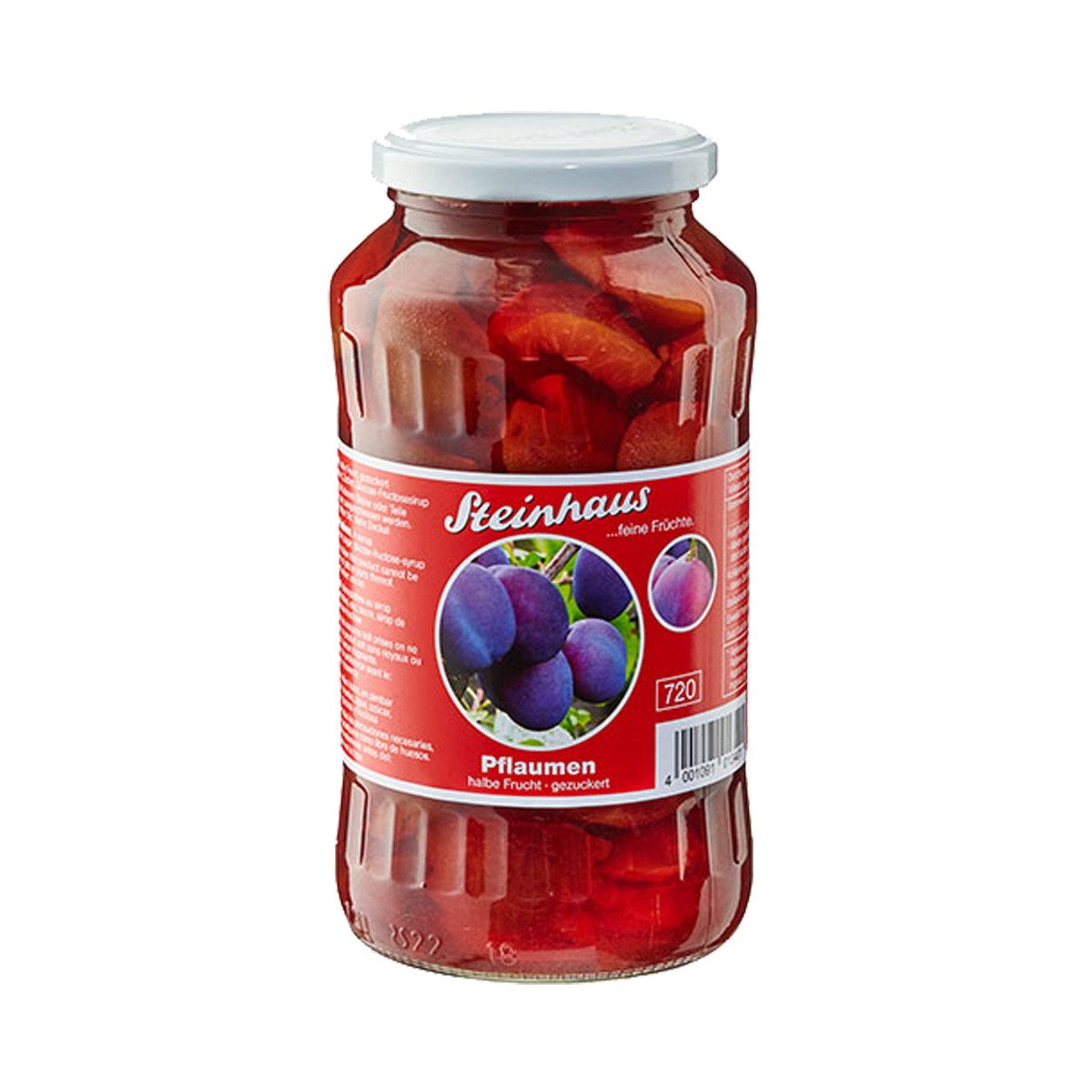 Steinhaus Obstkonserve, Steinhaus Pflaumen halbe Frucht gezuckert feine Frucht 720ml