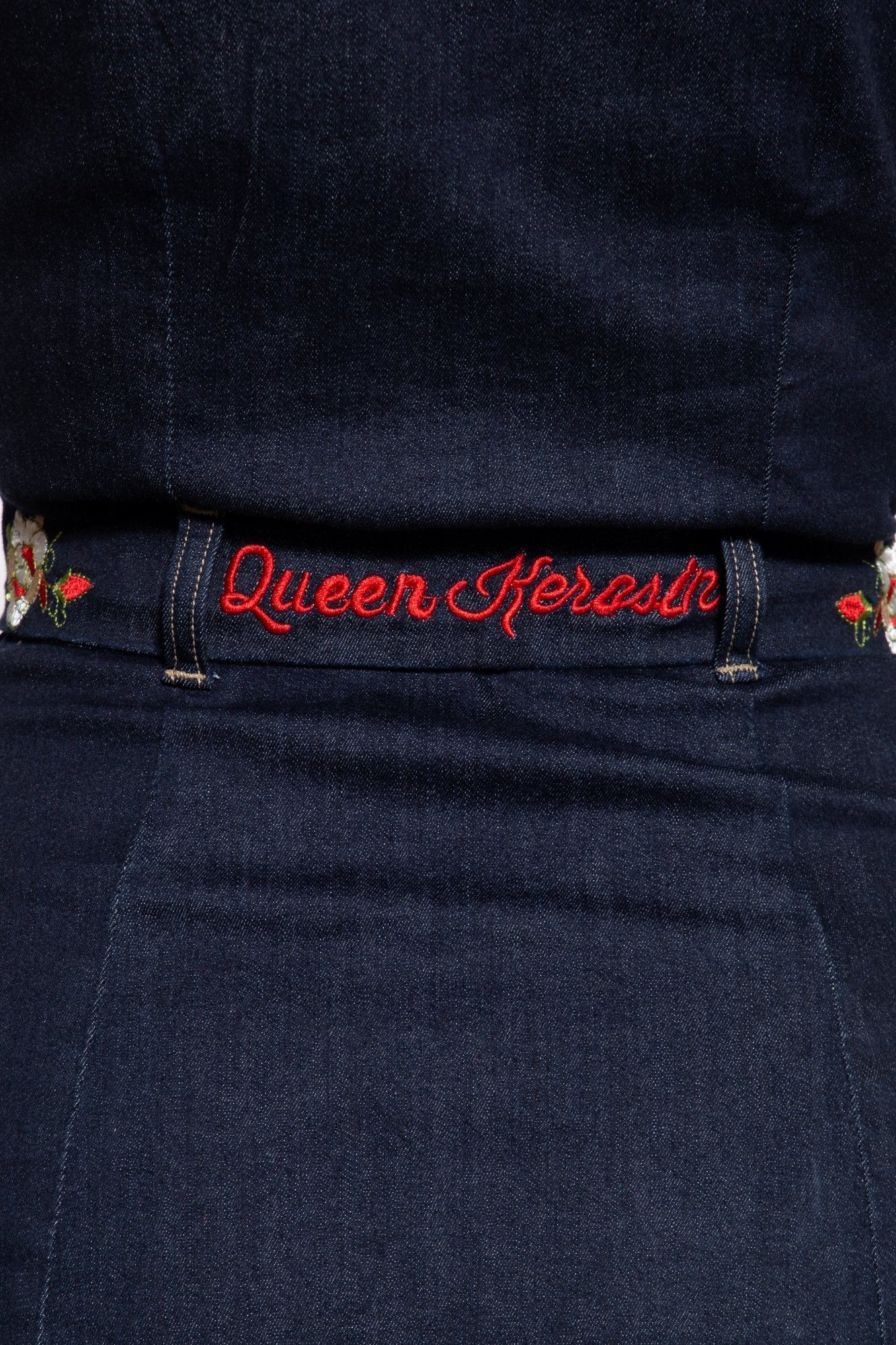 Stickereien Jeanskleid mit Denim (1-tlg) QueenKerosin