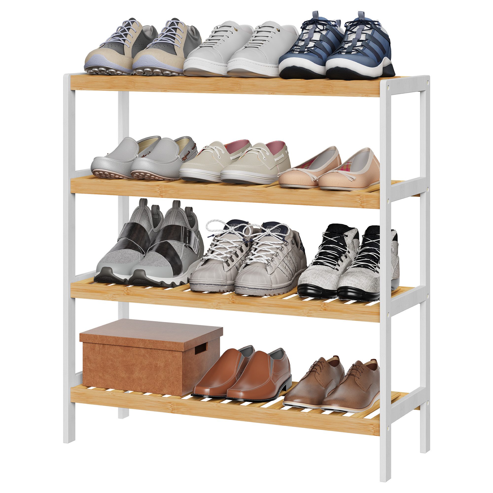 SONGMICS Schuhregal Schuhschrank, Bambus Standregal mit 3/4 Ebenen, 26 x 70 x 55/75.5 cm. Reduzierter Preis € 29,99. Unverbindliche Preisempfehlung € 38,99