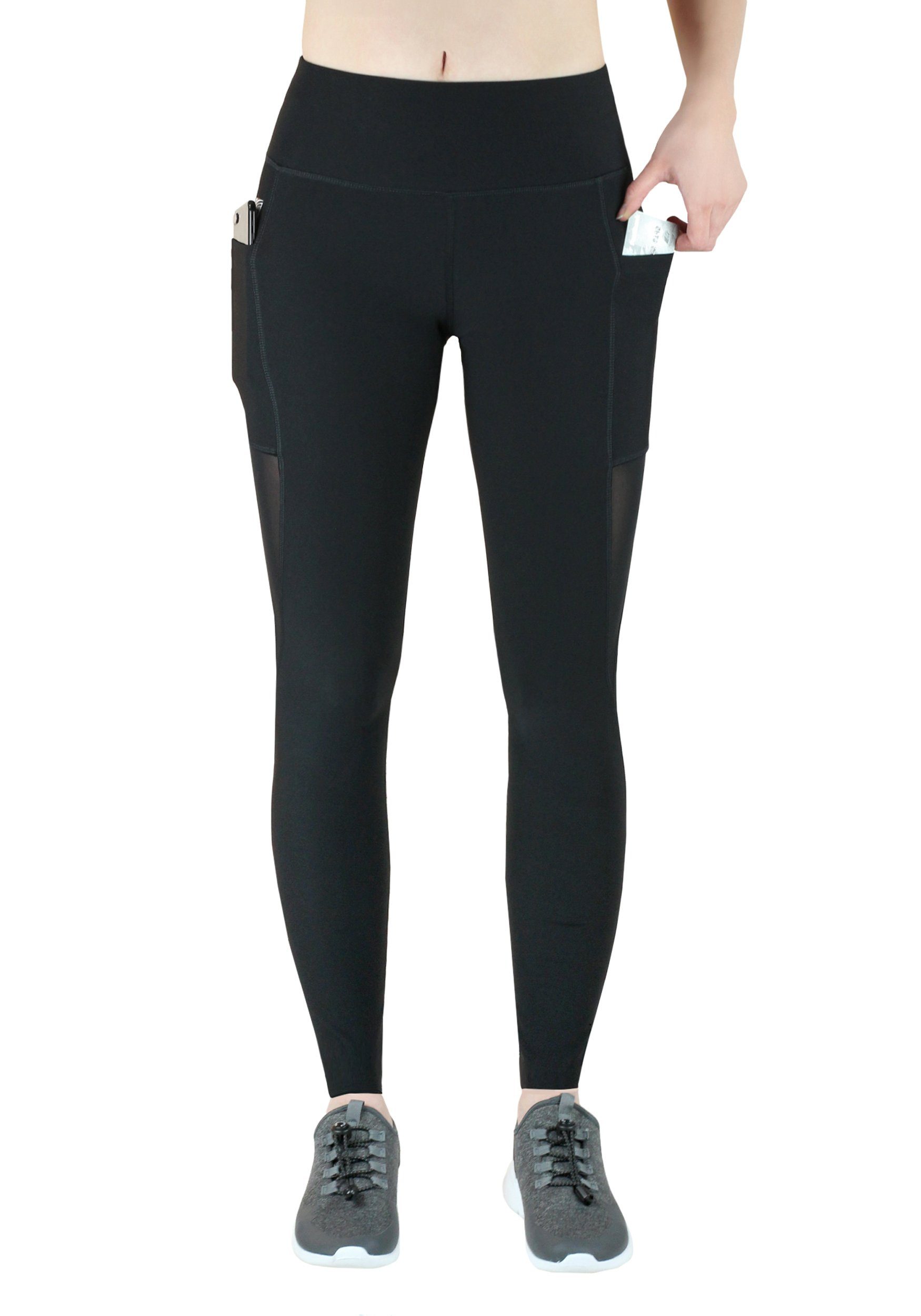 VS Variosports Highwaist Leggings Damen High Waist Sport Leggings lang, mit Handytasche & Mesh-Design Damen Sport Leggings lang, blickdicht, hoher Bund & 4-Wege-Stretch