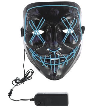 CEPEWA Verkleidungsmaske LED Hallowen Maske Lichteffekte blau 18x20x9cm 2xAA Batterie