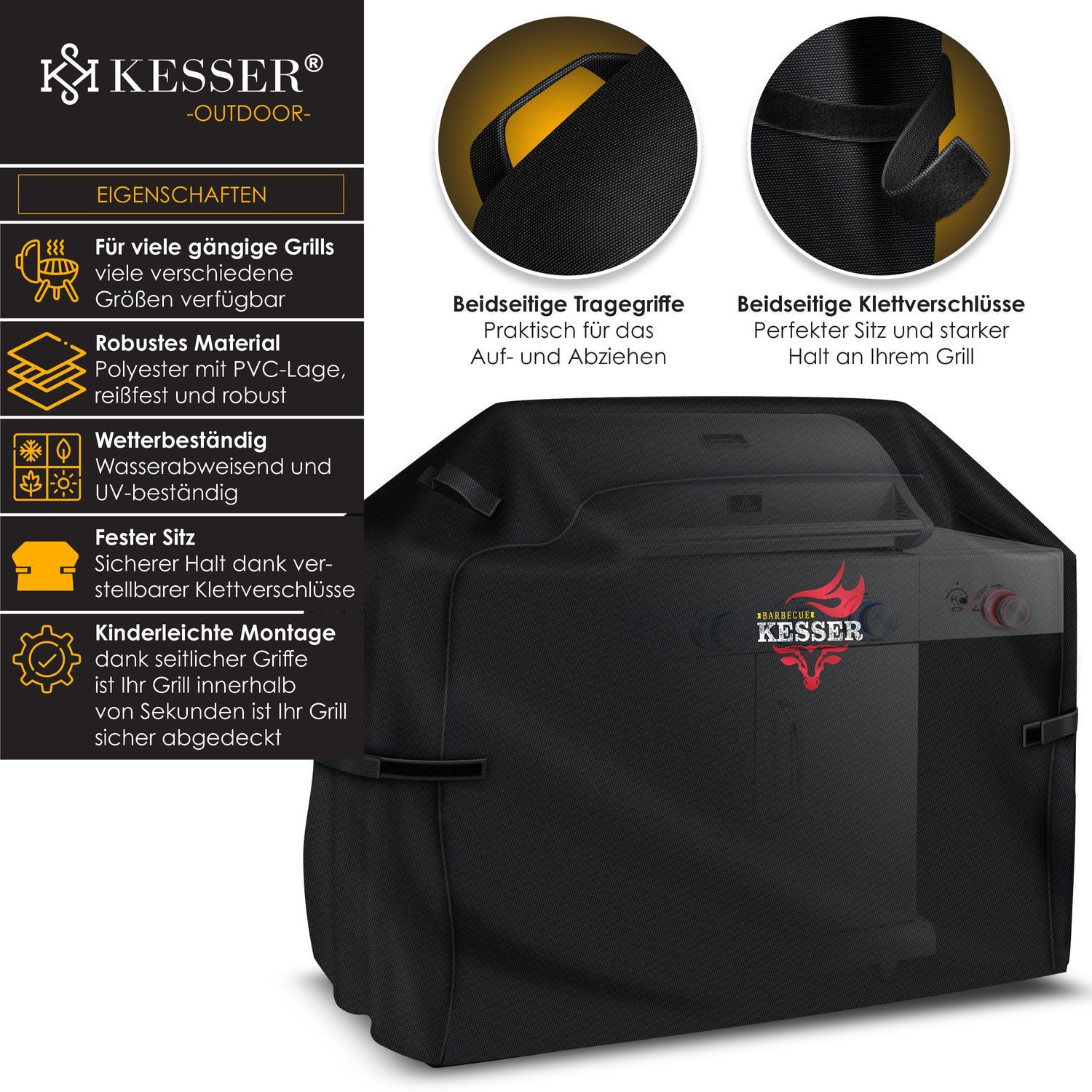 KESSER Grill-Schutzhülle, Premium BBQ Grillabdeckung Gasgrill Grillhaube Abdeckung Wet