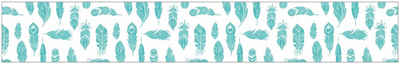 Fensterfolie Look Feathers turquois, MySpotti, halbtransparent, glatt, 200 x 30 cm, statisch haftend