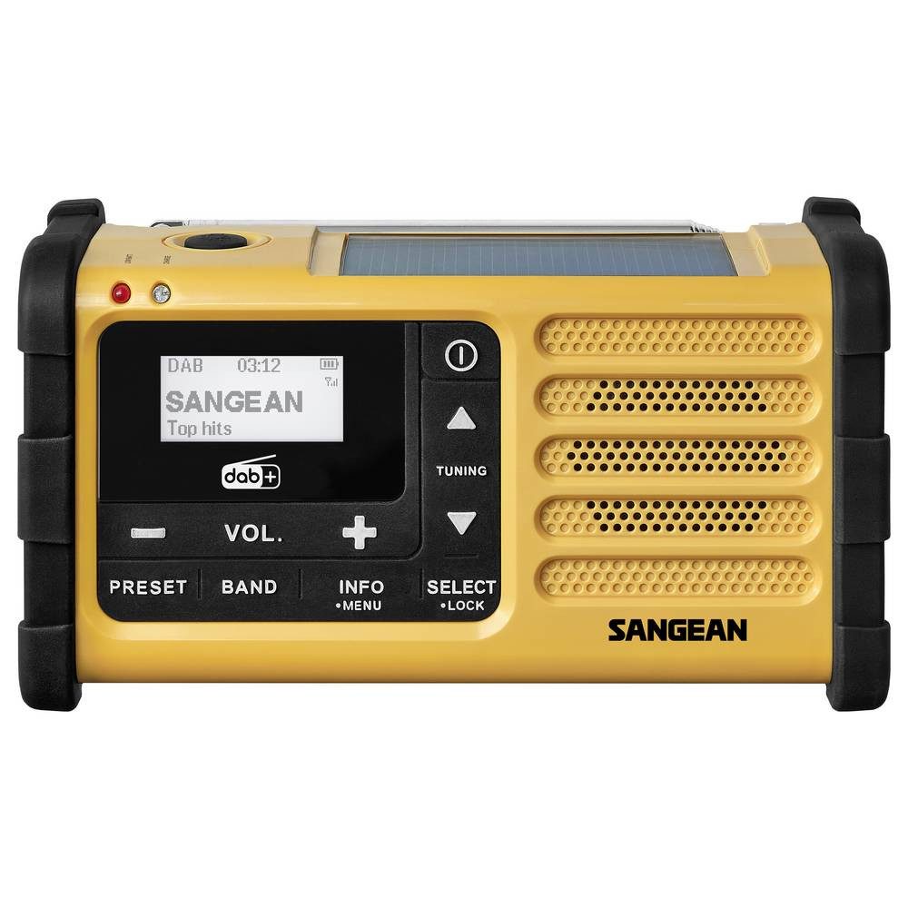 Sangean MMR-88 DAB+ Outdoorradio DAB+, UKW Notfallradio Akku-Ladefunktion, Radio (Akku-Ladefunktion, Taschenlampe, Solarpanel, Handkurbel)