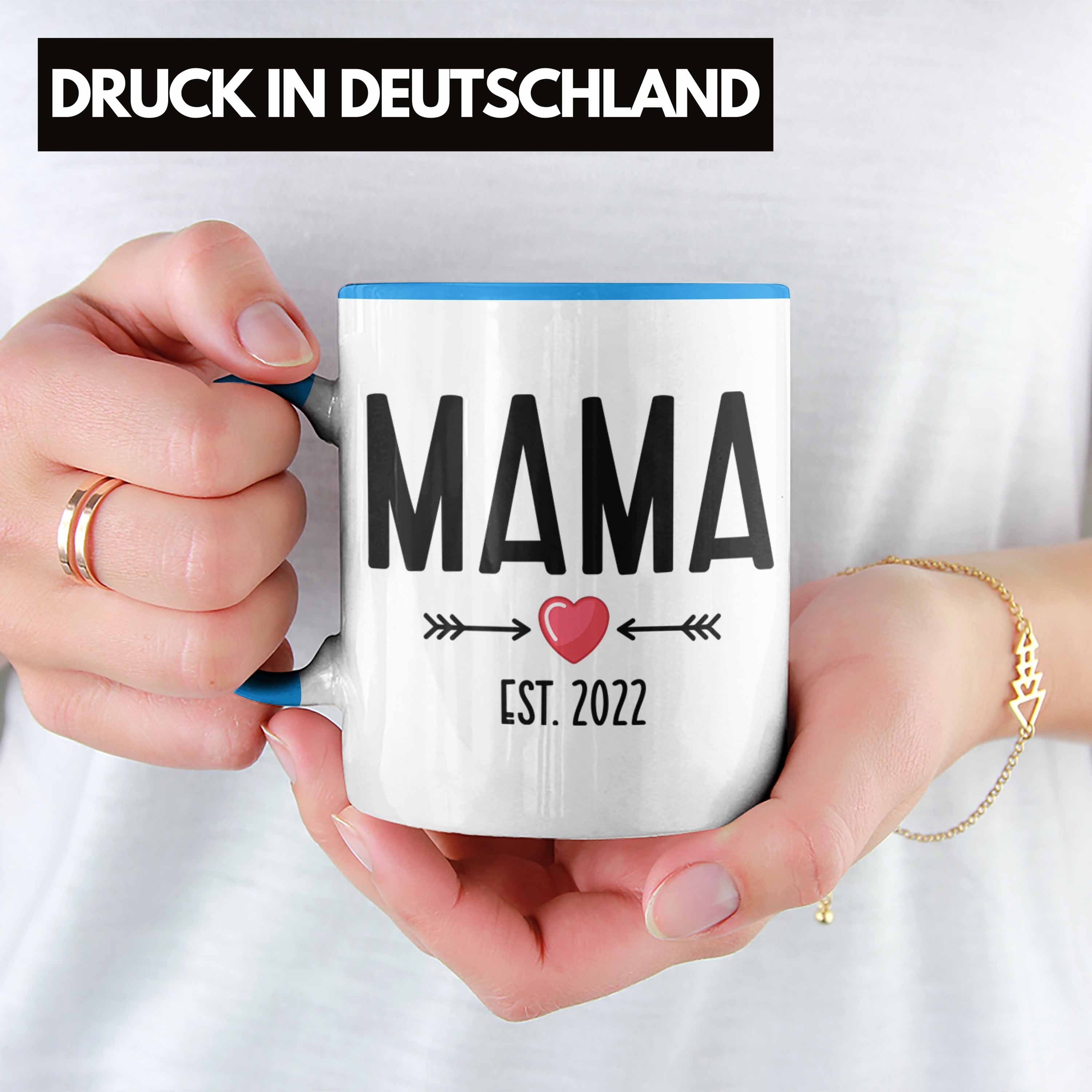 Überraschung Du Mutter 2022 2022 Tasse Trendation Schwangerschaft Mutter Trendation - Geschenk Wirst Tasse Mama Baby Verkünden Blau Kaffeetasse