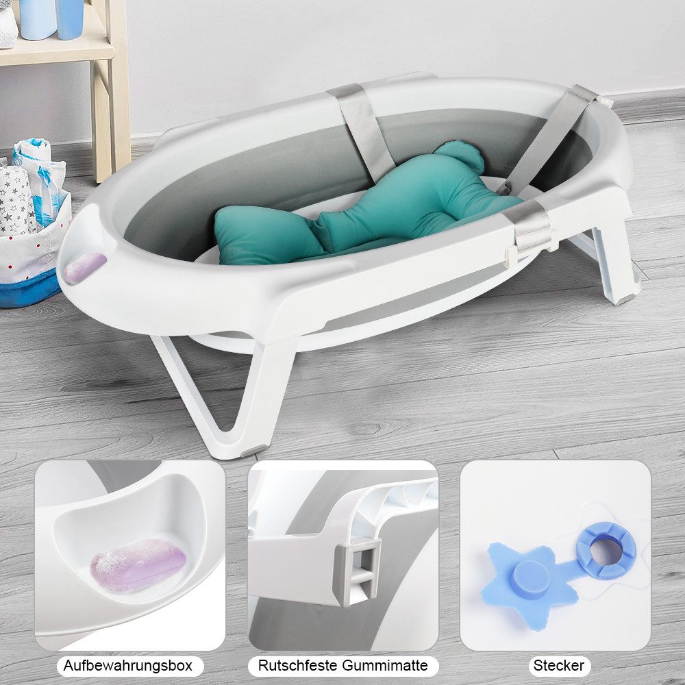 JEOBEST Babybadewanne Baby Badewanne mit Gestell, Baby Wanne mit Badematte, günstig online kaufen
