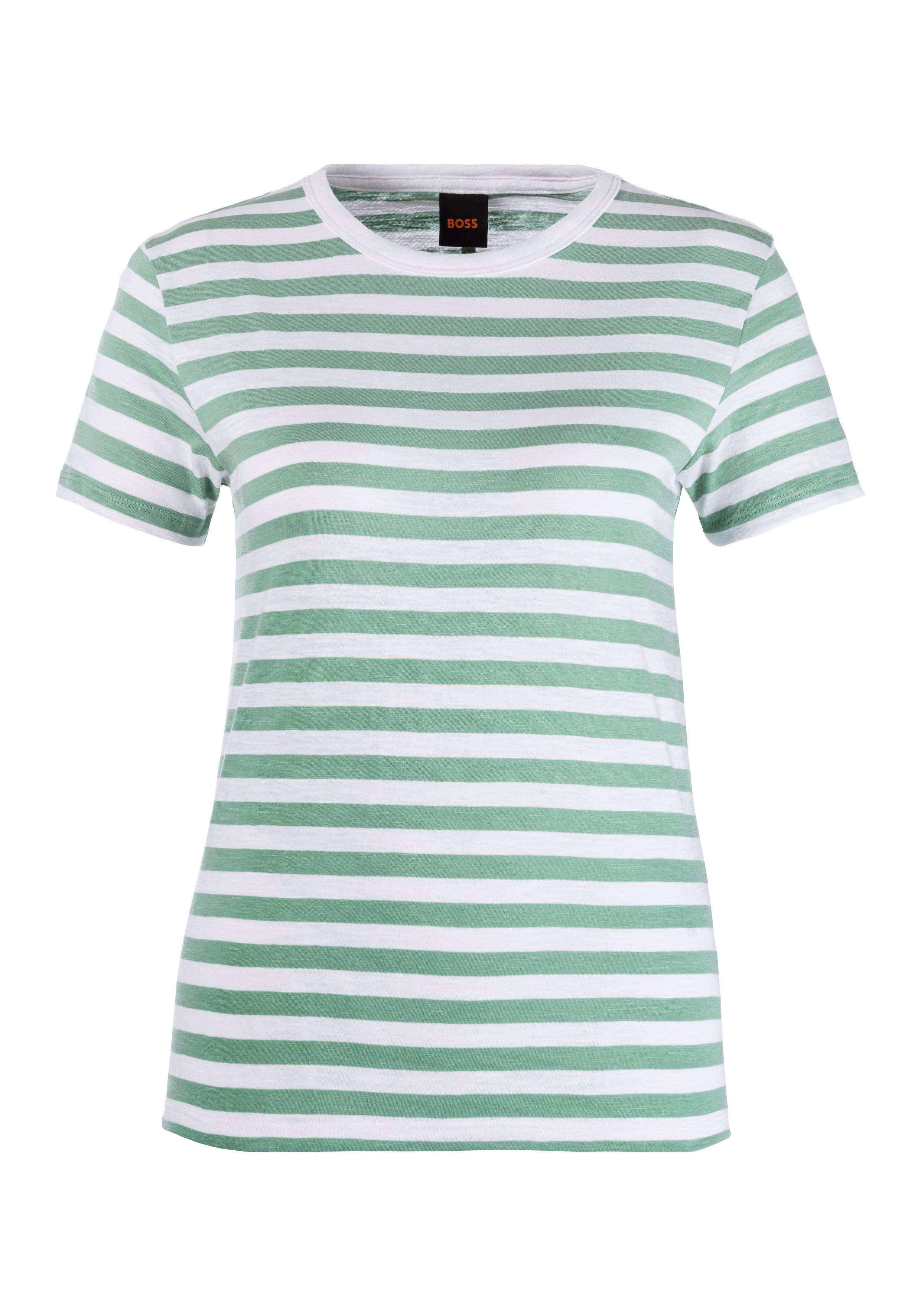BOSS ORANGE T-Shirt C_Esla_Striped Premium Damenmode im gestreiften Design,  Ideal für maritim angehauchte Looks