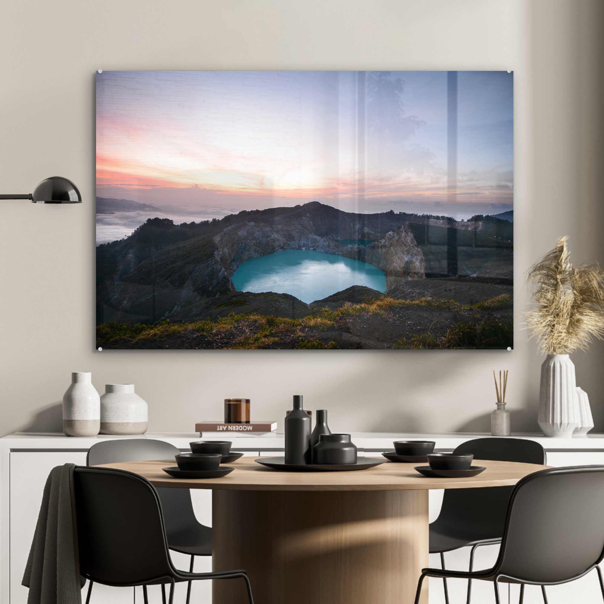 Acrylglasbilder Kelimutu-Nationalpark, (1 Wohnzimmer am St), Acrylglasbild Sonnenaufgang im & MuchoWow Schlafzimmer Kelimutu-Vulkan