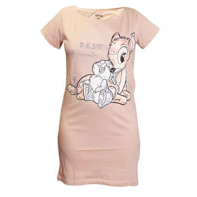 Disney Pyjamaoberteil Disney Bambi Klopfer Damen kurzarm Schlafshirt Nachthemd Gr. XS bis XL Baumwolle