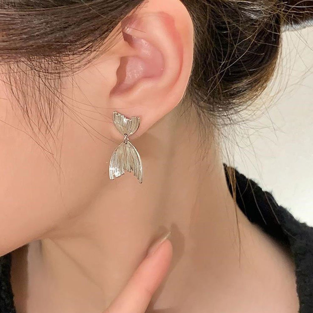 Haiaveng Paar Ohrhänger Metall Fischschwanz-Ohrringe für Fischschwanz-Ohrringe Silber Damen