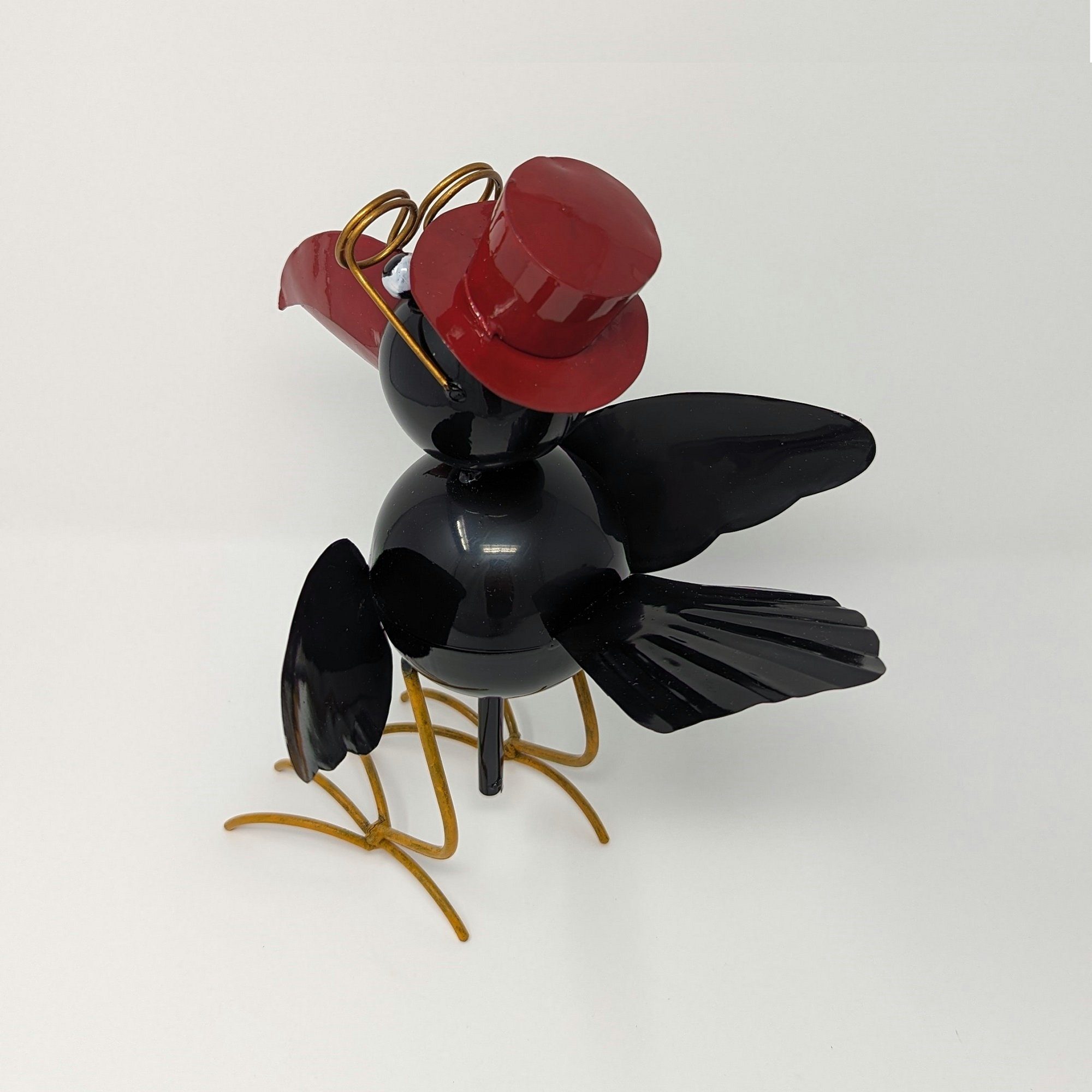 ThoKuToys Dekofigur Deko Metall-Figur Rabe mit Zylinder und Brille - Heim-  & Gartendeko