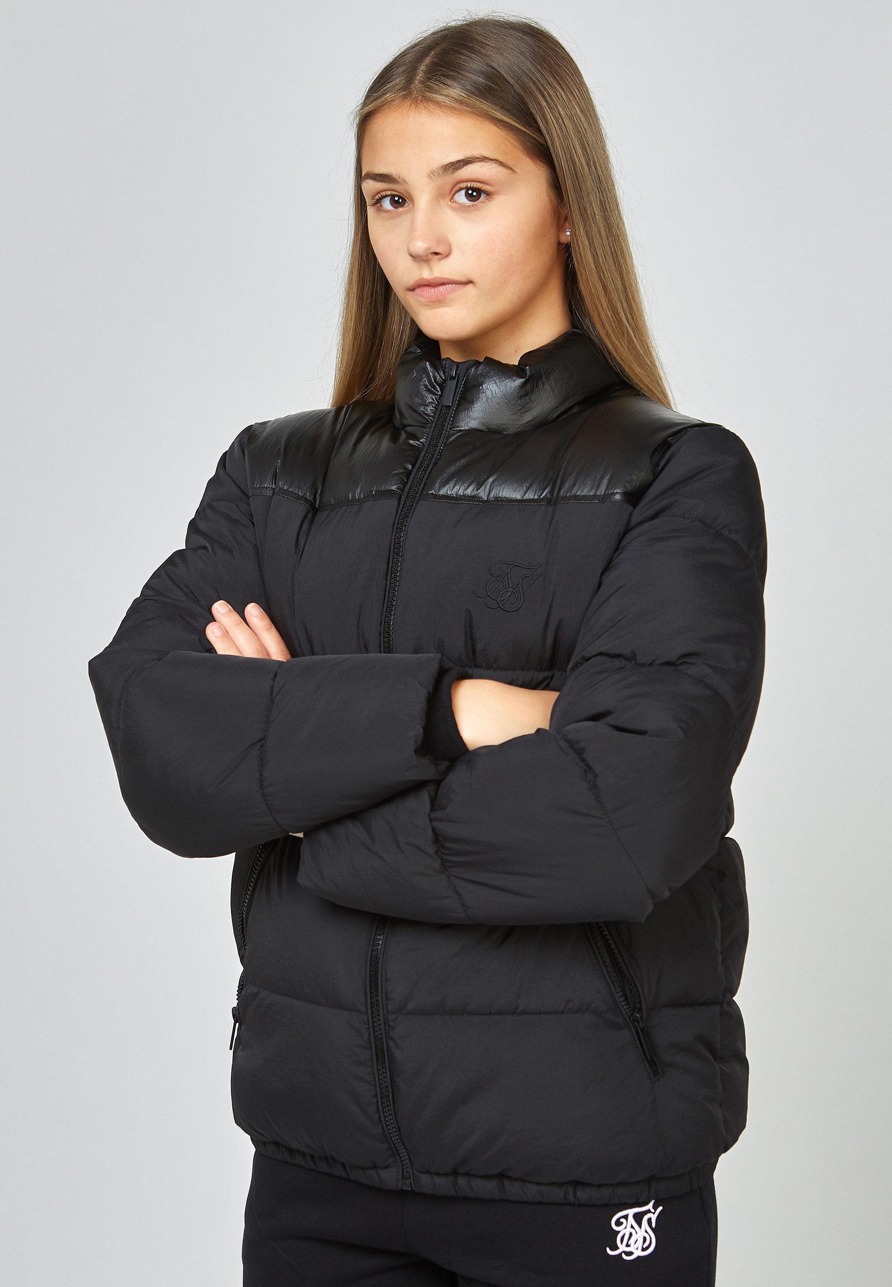 Siksilk Outdoorjacke SikSilk Mädchen Mädchen Schwarz Zip Through Bubble Jacket