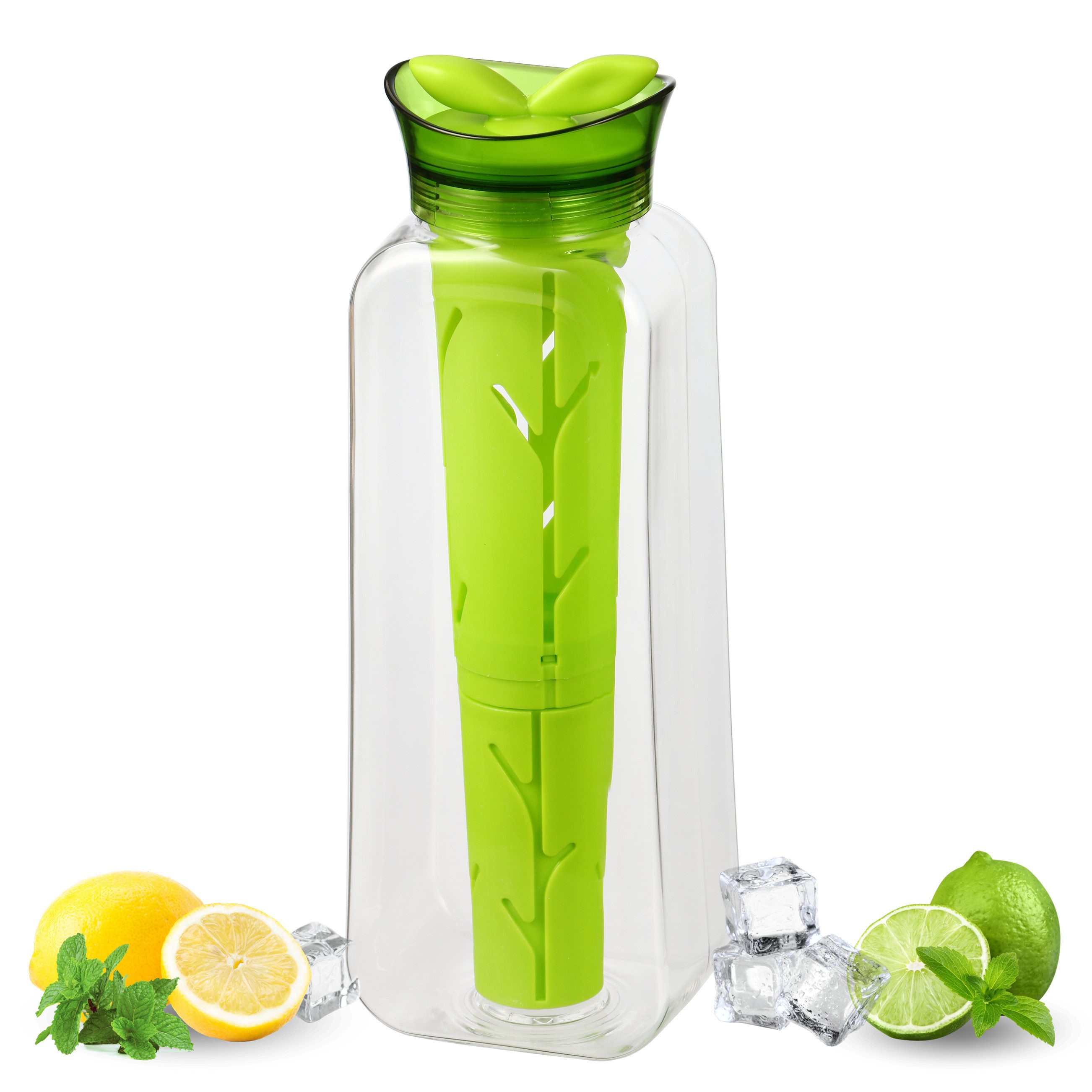 Trinkflasche mit Infuserstab, 1.4 Liter aus Kunststoff, grün