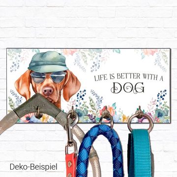 Cadouri Wandgarderobe VIZSLA Design-Hundegarderobe für Hundezubehör (Garderobe mit 4 Haken), MDF, mit abgeschrägten Ecken, handgefertigt, für Hundebesitzer