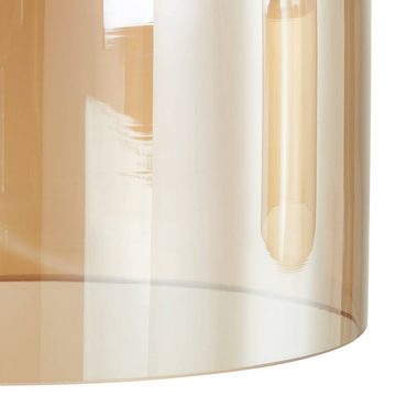 Lucande Hängeleuchte Diano, Leuchtmittel inklusive, warmweiß, Design, Eisen, Edelstahl, Glas, amber, chrom, 3 flammig, inkl.