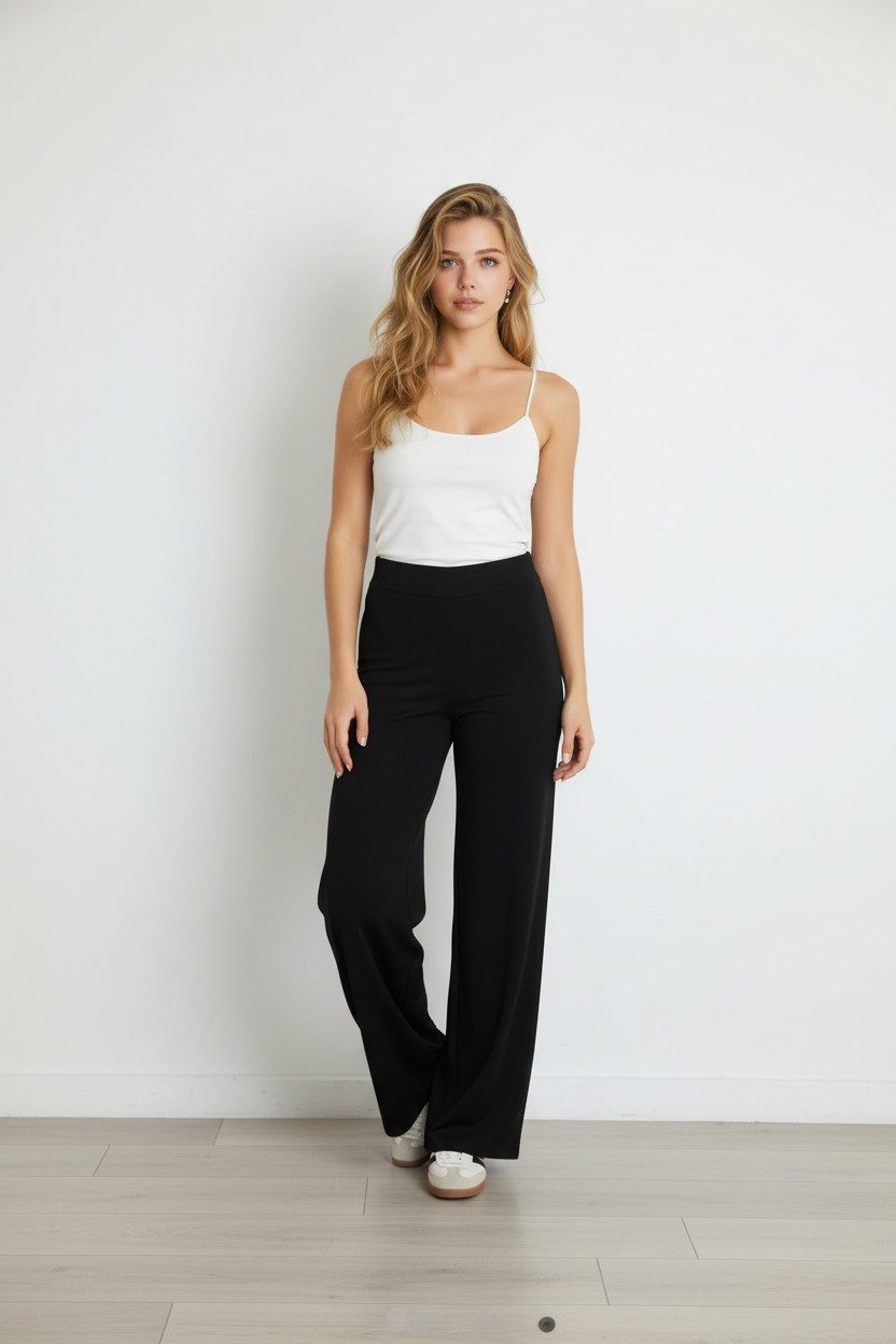 Zuckerwatte Strickhose mit breitem Bund, aus wertiger Viskose Stretch Misch günstig online kaufen