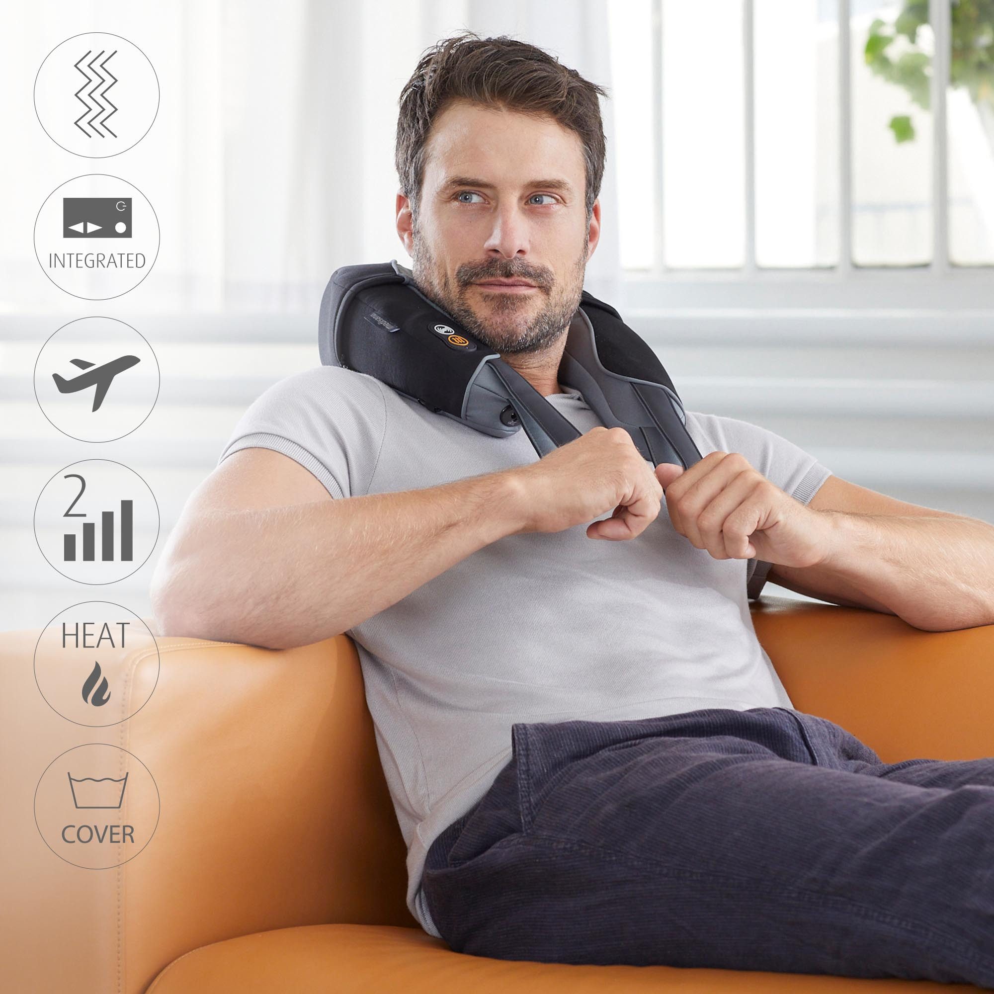 medisana Nacken-Massagegerät NM 868, 2-stufige Vibrationsmassage, Wärmefunktion, kabellose Bedienung