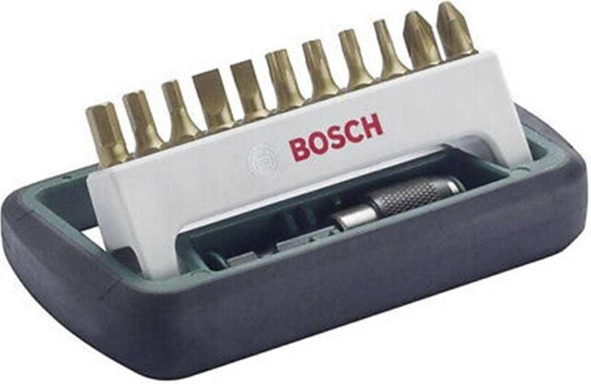 BOSCH Bohrer- und Bitset Bosch 12tlg. Schrauberbit-Set Titanium, gemischt (S, PH, PZ, T, HEX)