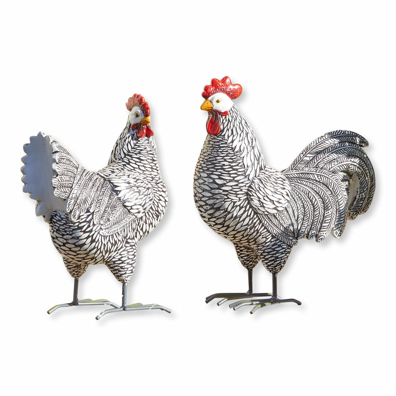 Mirabeau Tierfigur Deko-Huhn 2er Set Mannis schwarz/weiß