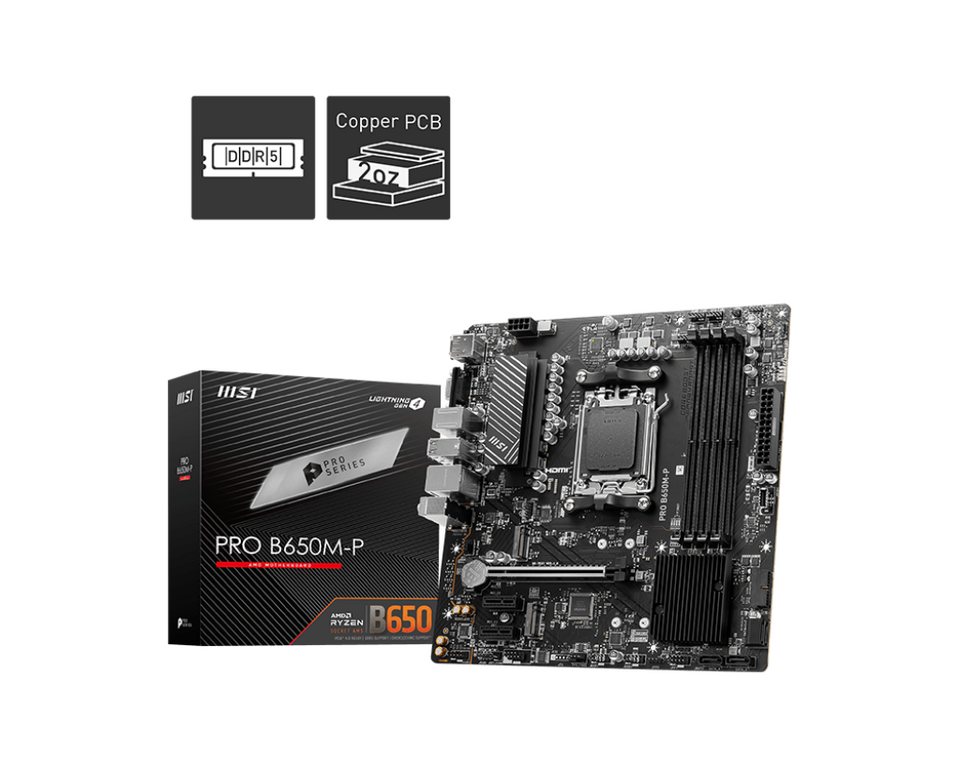 MSI PRO B650M-P Mainboard LED-Beleuchtung, Blitzschnelles Spielerlebnis:  PCIe 4.0-Steckplätze, Lightning Gen 4 x4