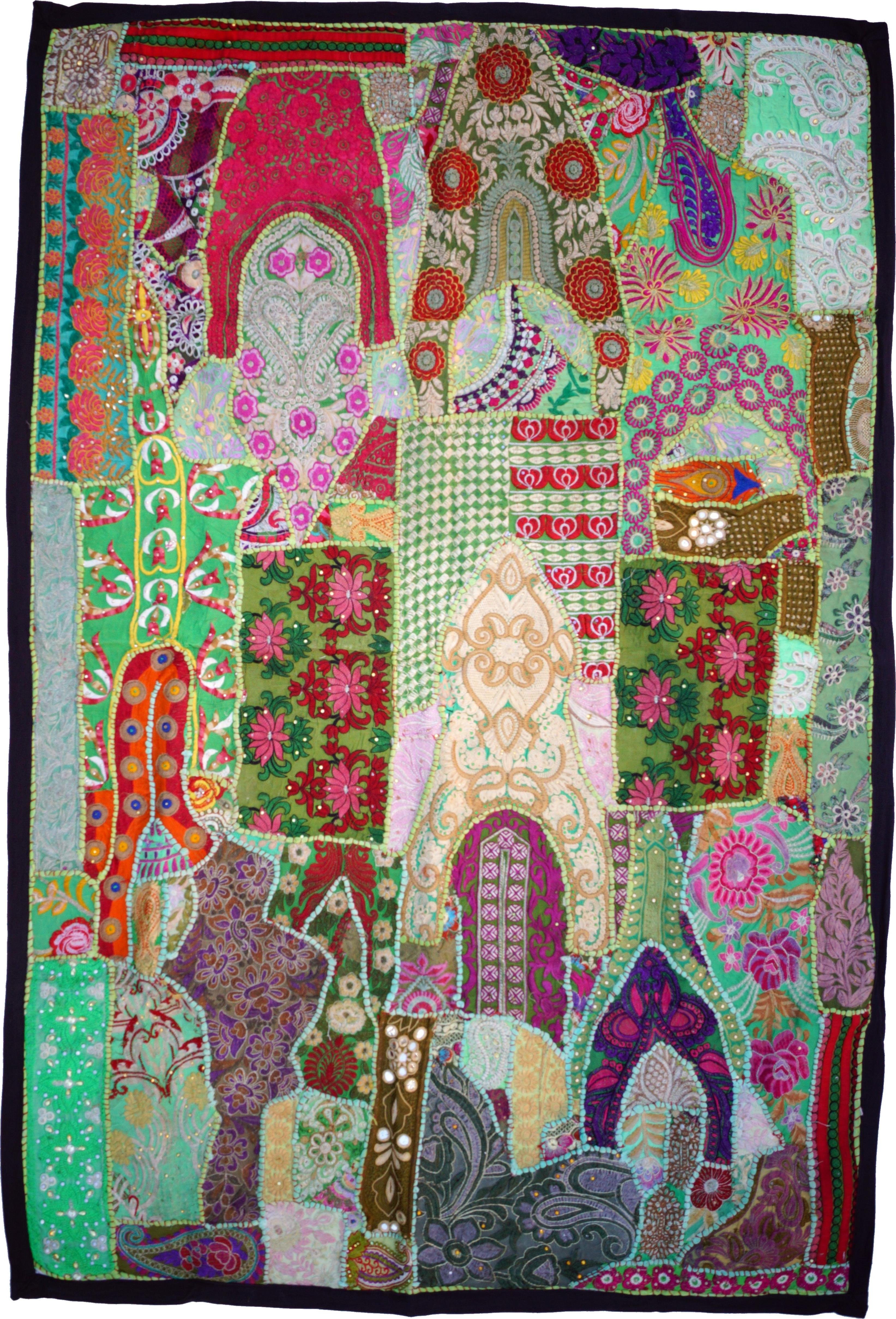 Wandteppich Indischer Wandteppich Patchwork Wandbehang,.., Guru-Shop, Höhe: 100 mm