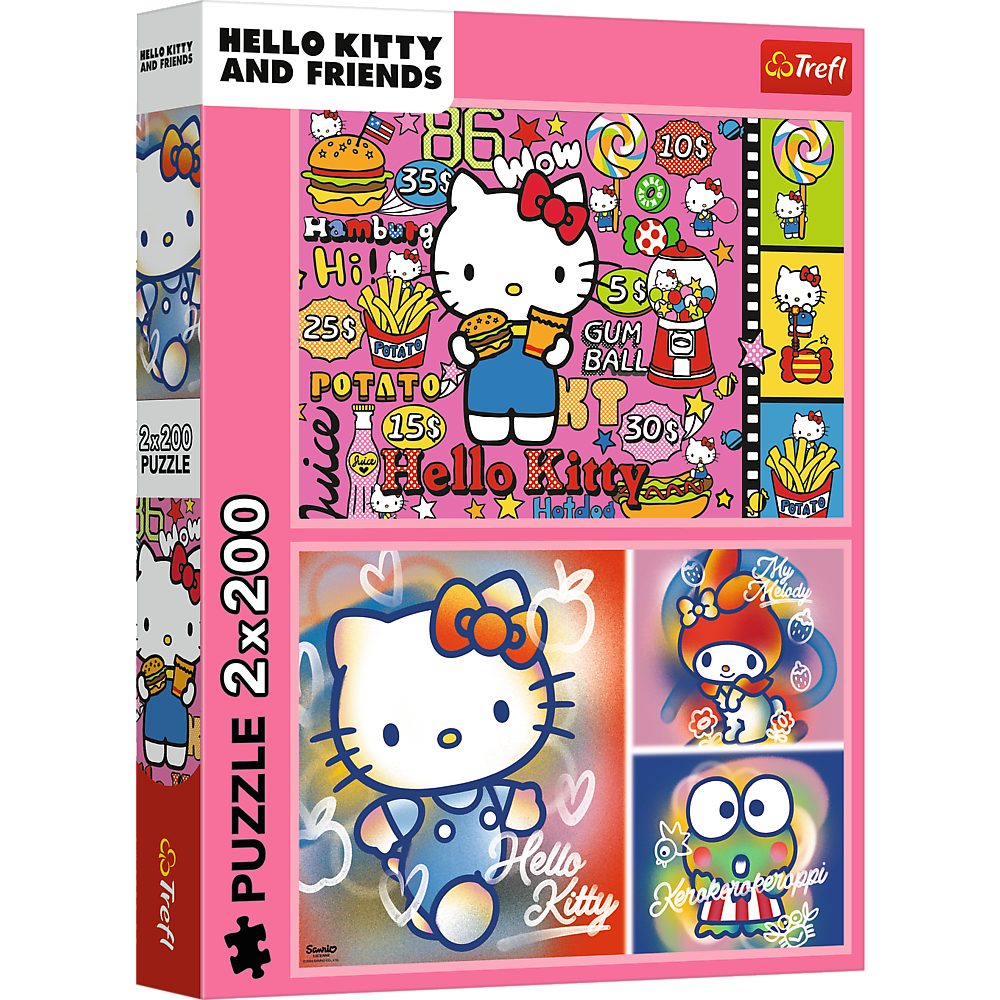 Trefl Puzzle Kinderpuzzle Motivpuzzle Legespiel, 400 Puzzleteile, 2 Puzzles à 200 Teile, Motiv Hello Kitty, 41x27,5 cm