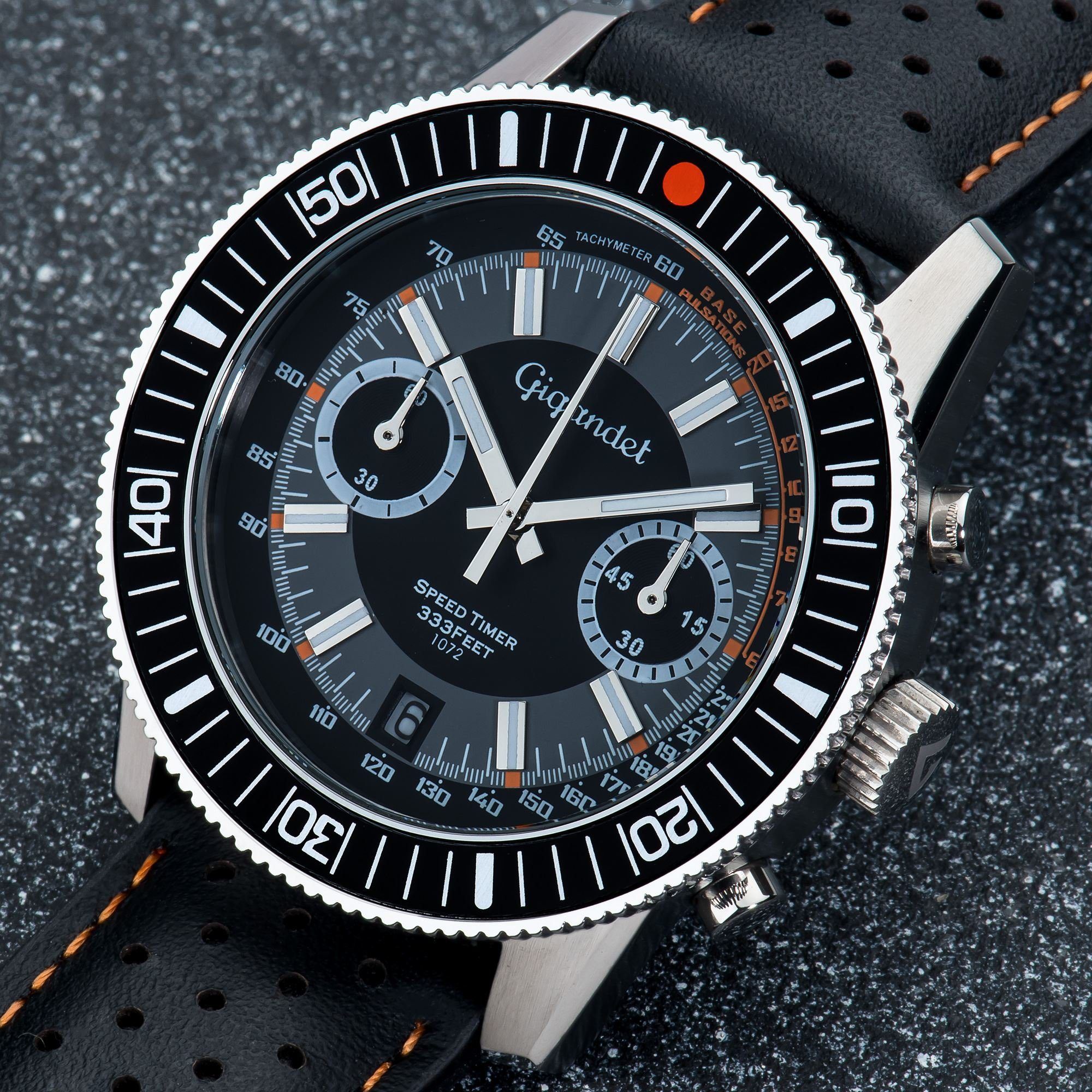 Tachymeter Mineralglas, Chronograph Datumsanzeige, Timer, Gigandet Chronograph, Speed