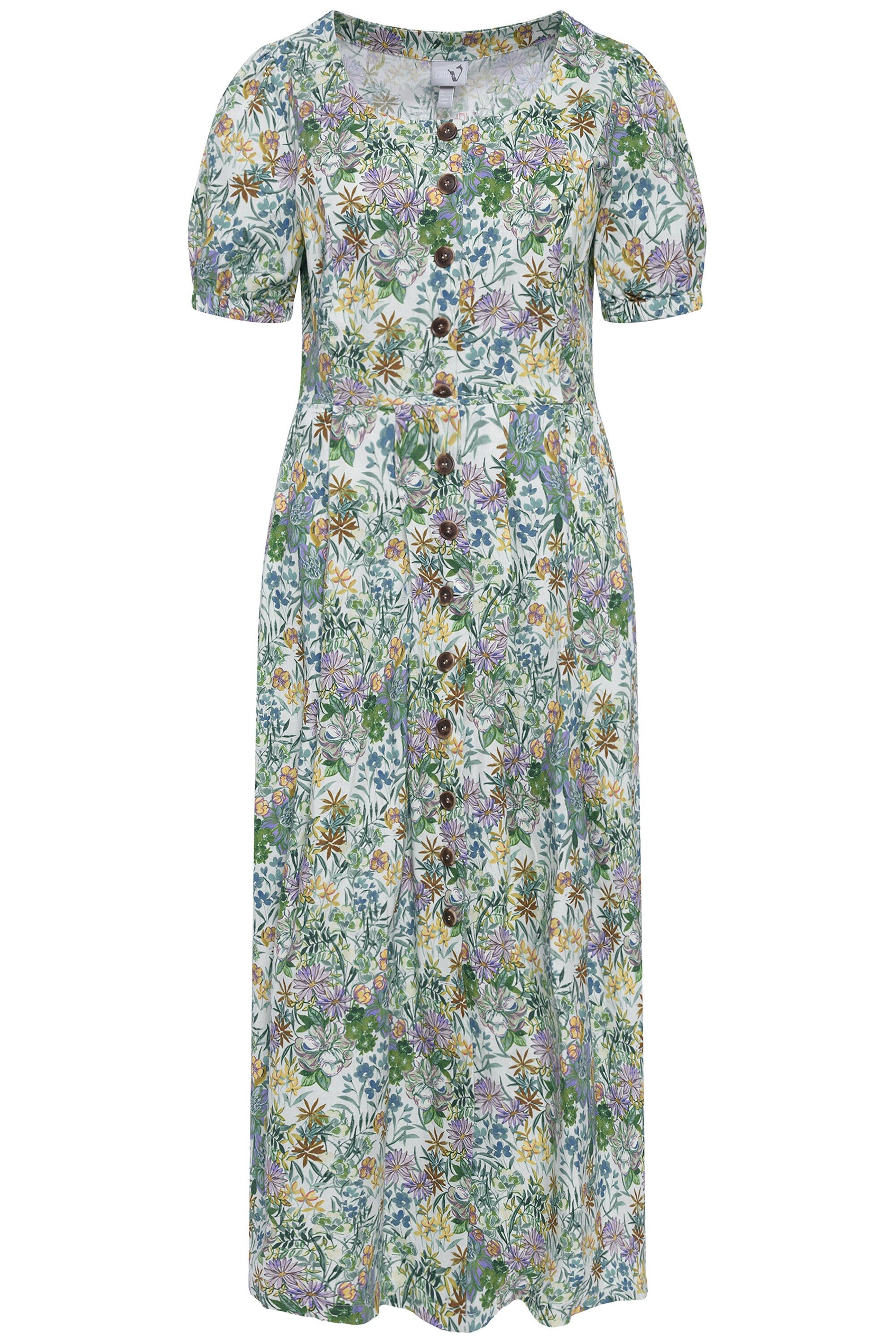 Ulla Popken Dirndl Midikleid Blüten Leinenmix günstig online kaufen