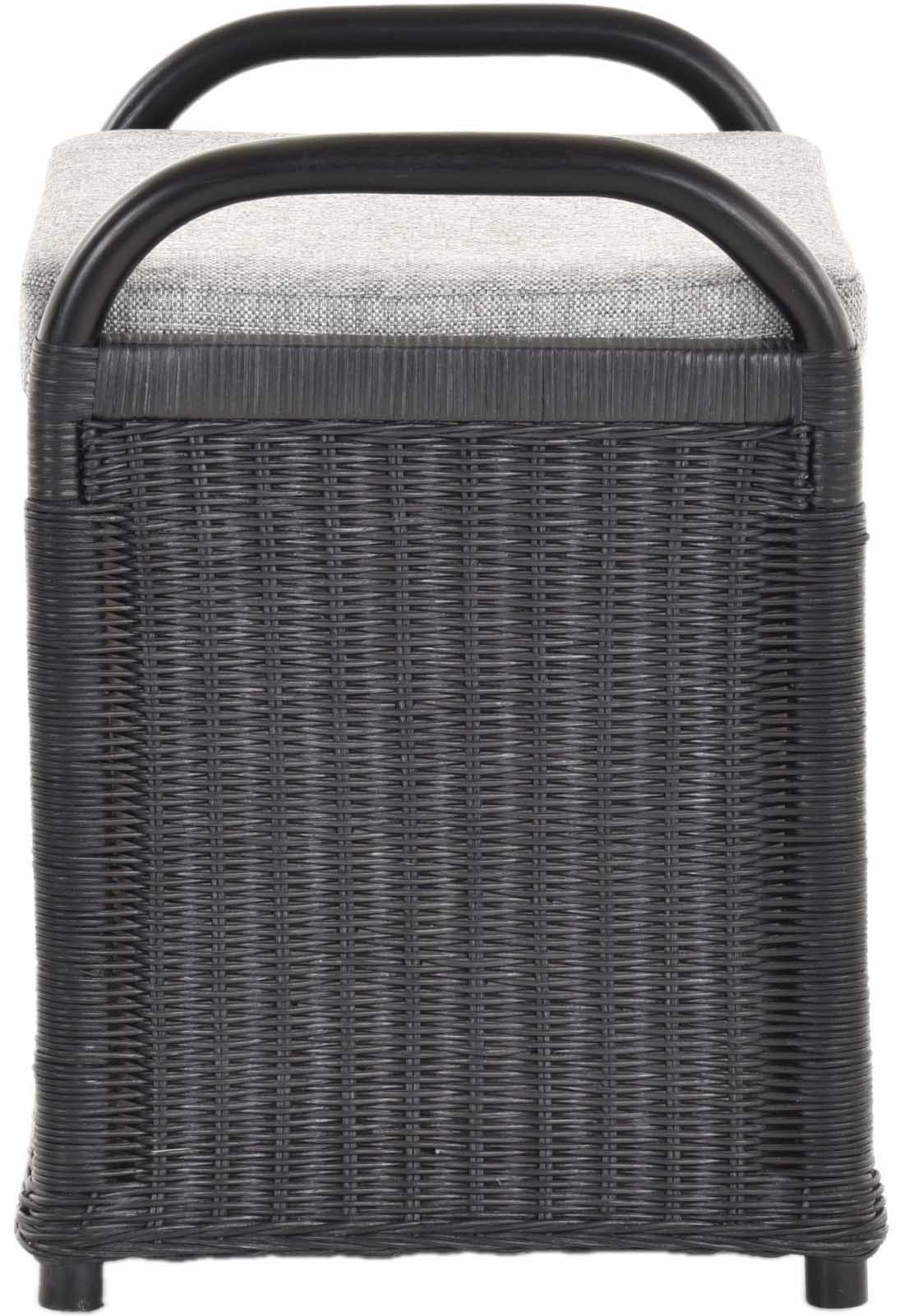Krines Home Sitzbank Rattan Bank Sitzbank Sitzhocker mit Stauraum Rattanhocker mit Deckel, gepolsterter Deckel