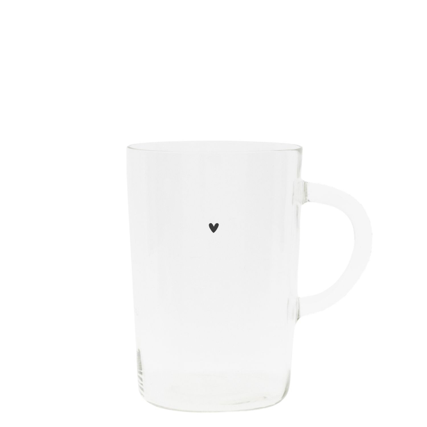 Bastion Collections Tasse schwarzes Herz, Glas, Höhe: 11cm, Farbe: Transparent, Motiv: Herz