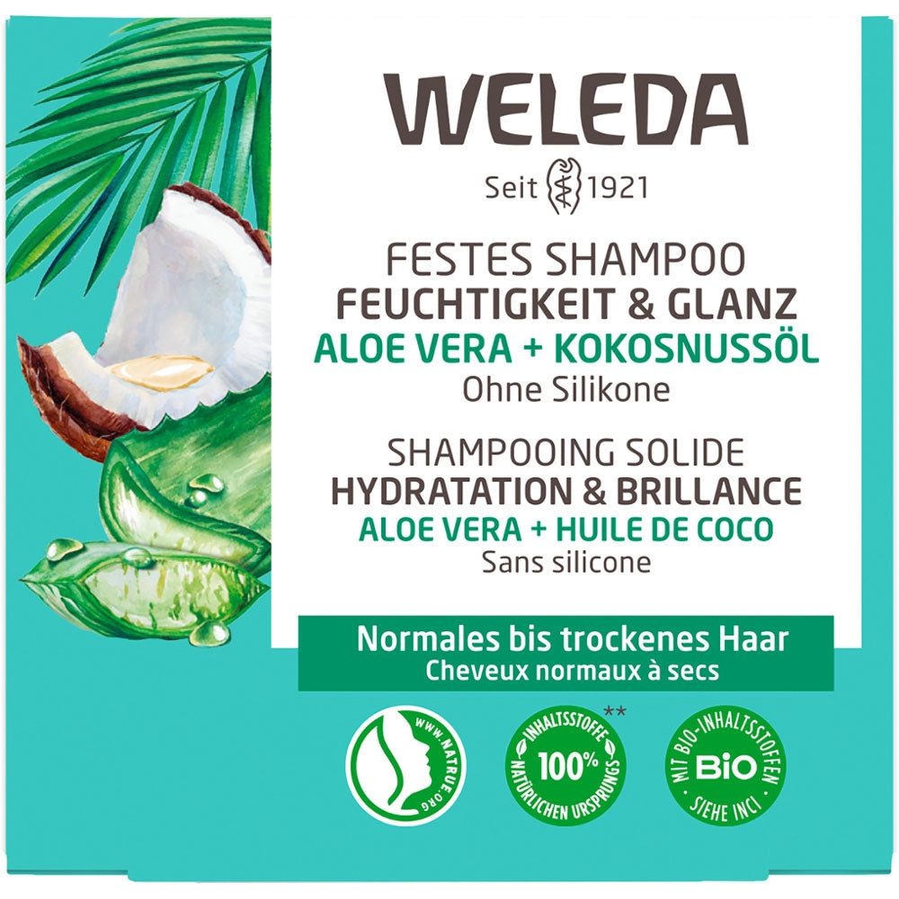 WELEDA Haarshampoo Festes Shampoo Feuchtigkeit Glanz, 50 g