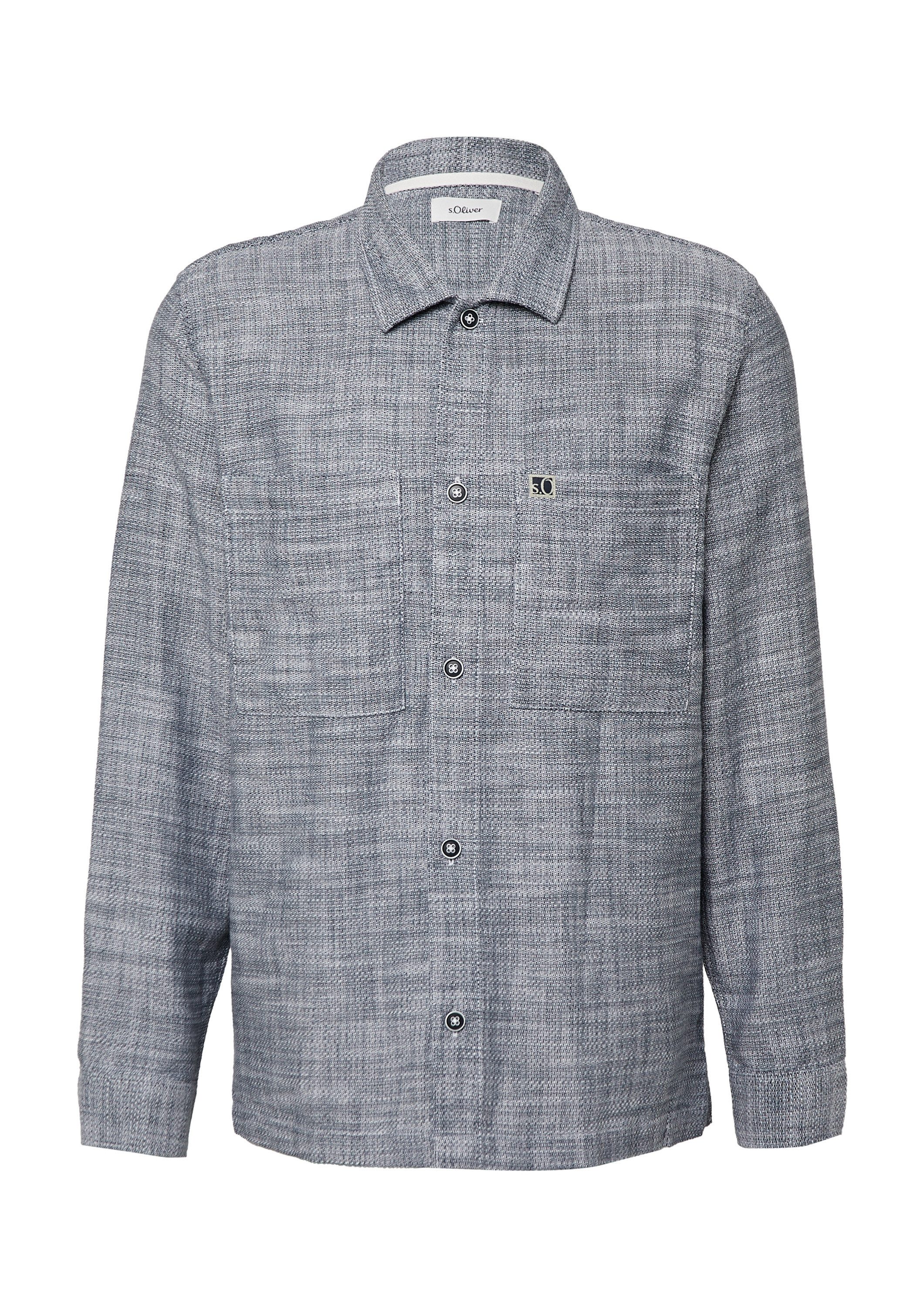 s.Oliver Langarmhemd Hemd Leichtes Overshirt mit Struktur und aufgesetzten Taschen