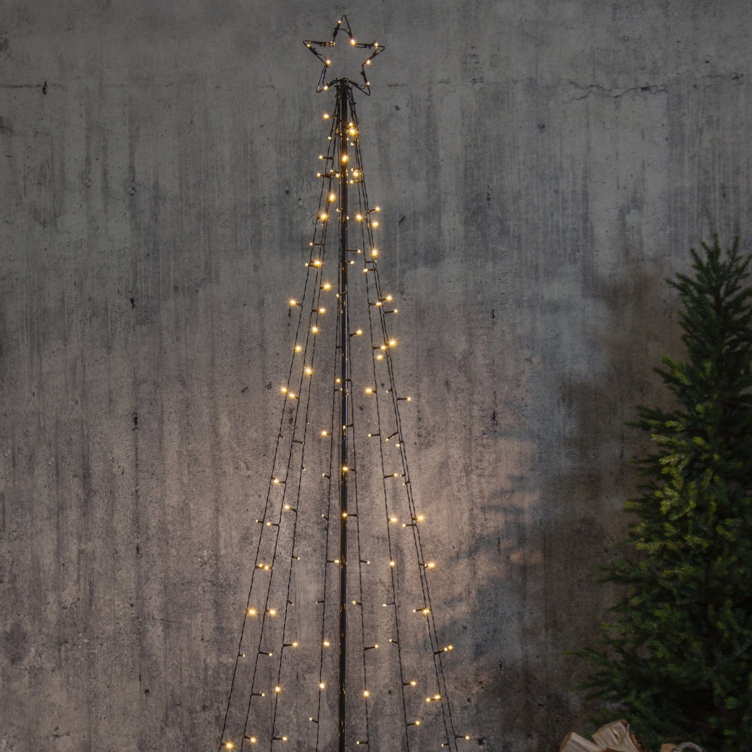 LED LED Baum funkelnd 3000K) warmweiß Classic, außen, (2100K Weihnachtsbaum mit Lichterbaum MARELIDA LED 2,1m Sternspitze bis