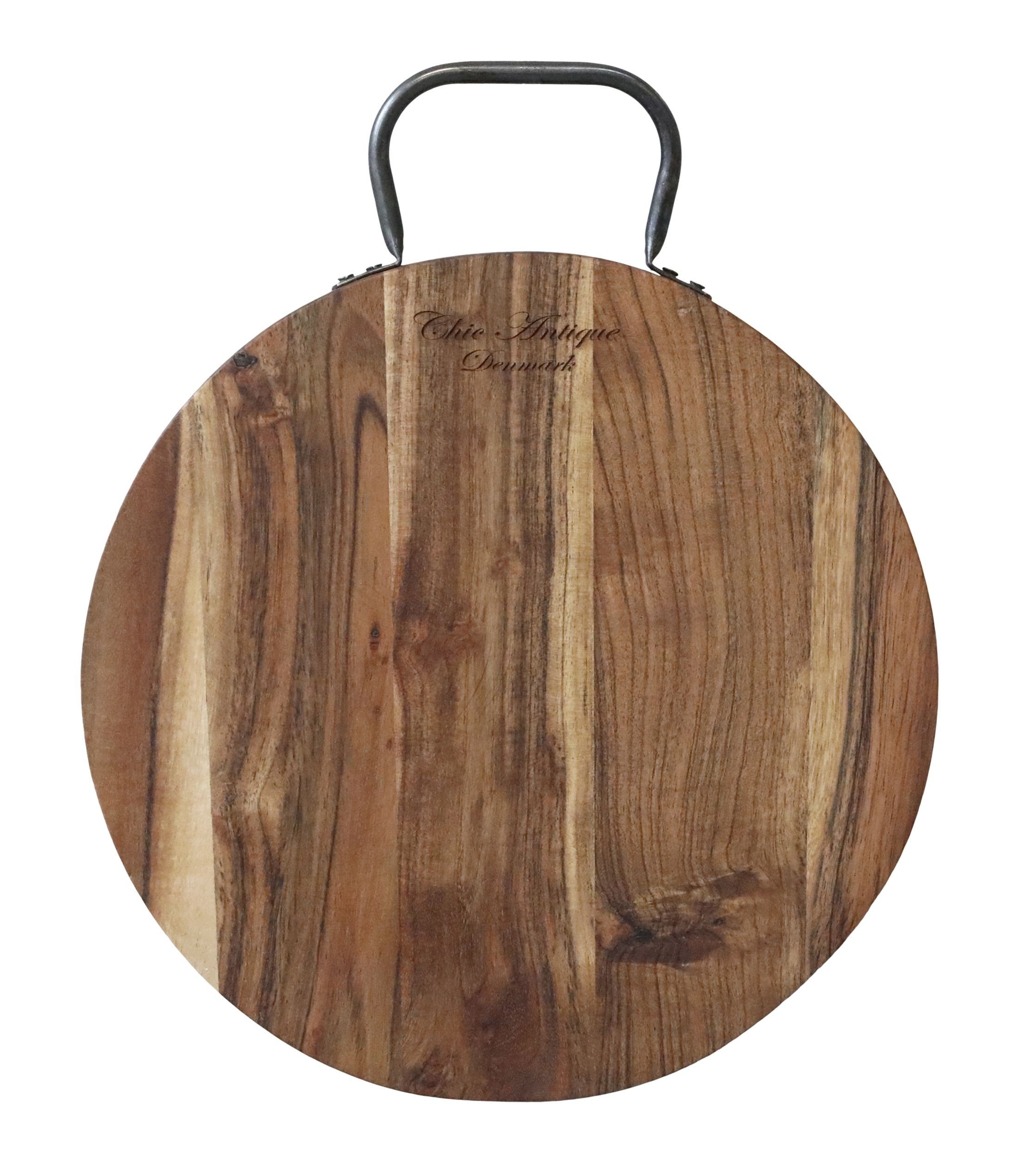 Chic Antique Schneidebrett Tapasbrett Servierbrett Schneidebrett Akazienholz D 30cm Chic Antique