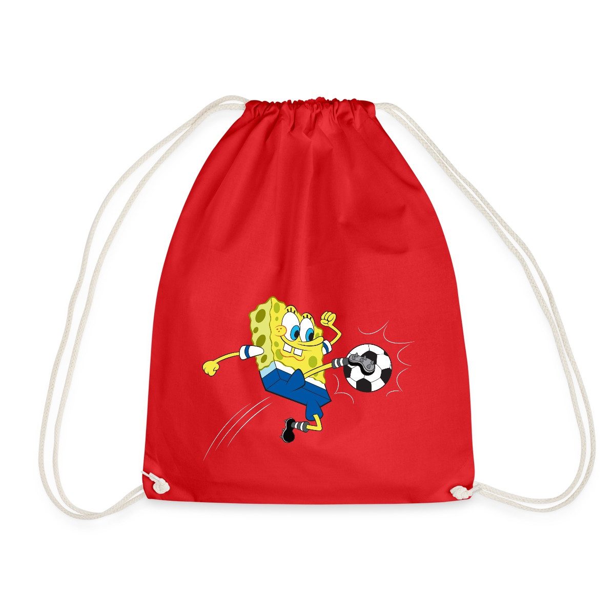 Spreadshirt Turnbeutel Spongebob Schwammkopf Kickt Einen Fußball Turnbeutel (1-tlg)