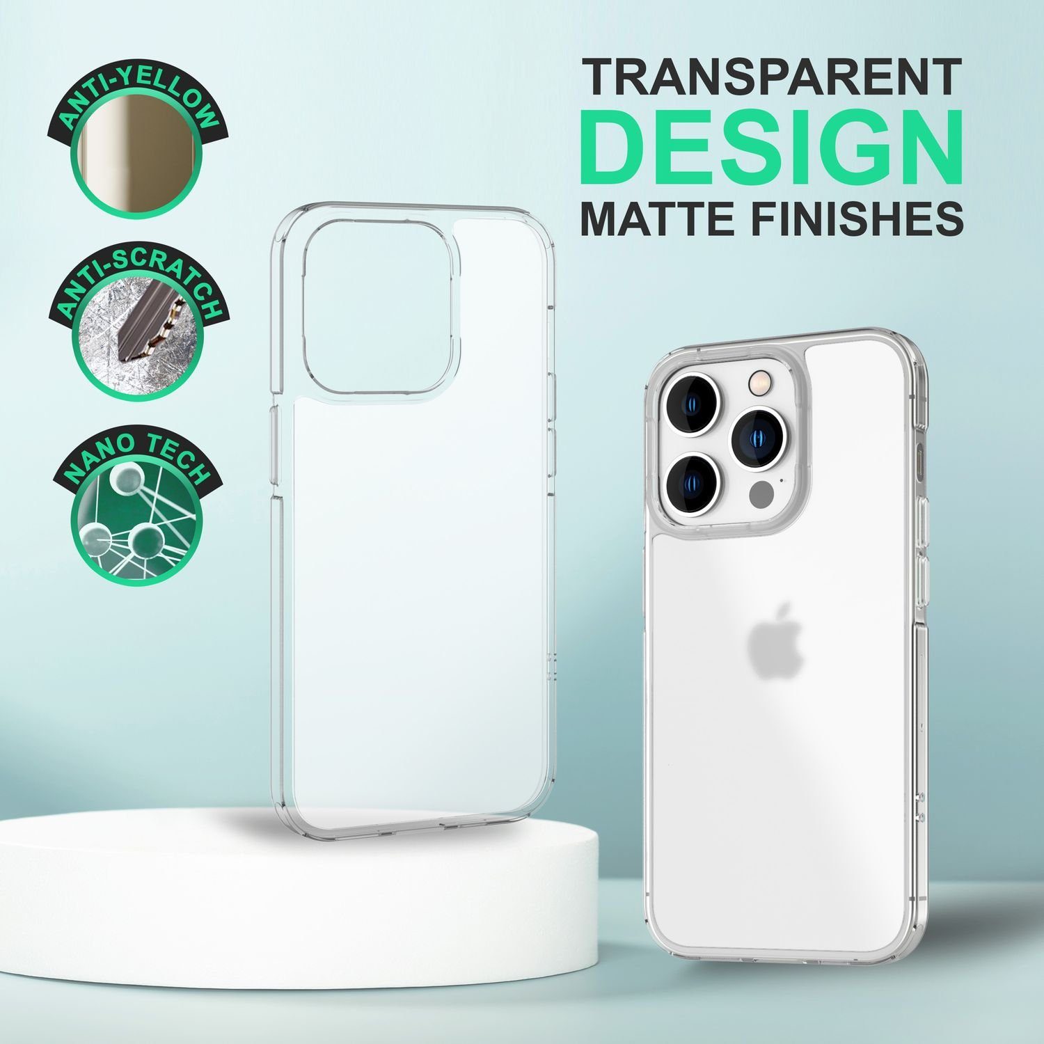 Nalia Smartphone-Hülle Apple iPhone 14 Pro 15,5 cm (6,1 Zoll), Matte Klare Harte Hülle / Semi-Transparent / Anti-Fingerabdruck Cover