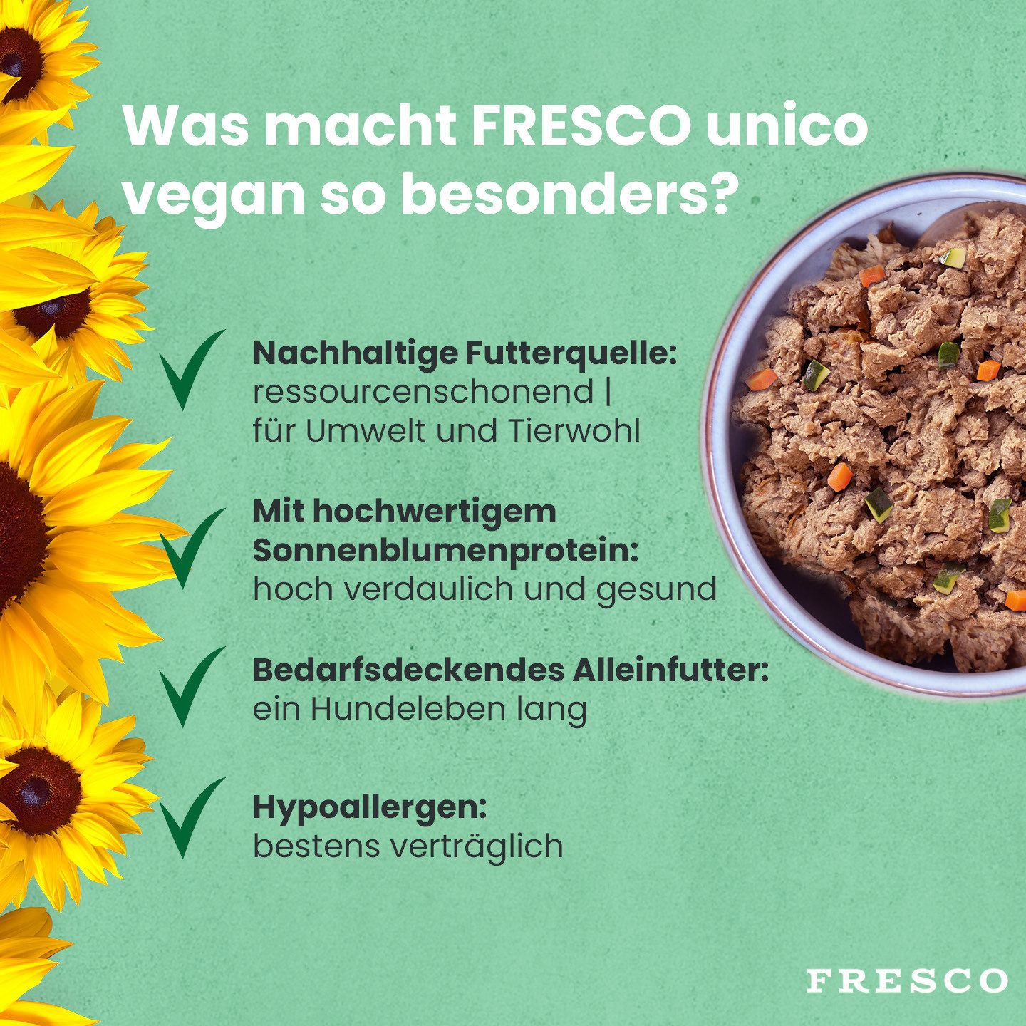 Fresco Dog unico Adult Vegan 12x400g, Hundefutter nass hypoallergen, Nassfutter für: Hunde, Getreidefrei, zuckerfrei & hochverträglich