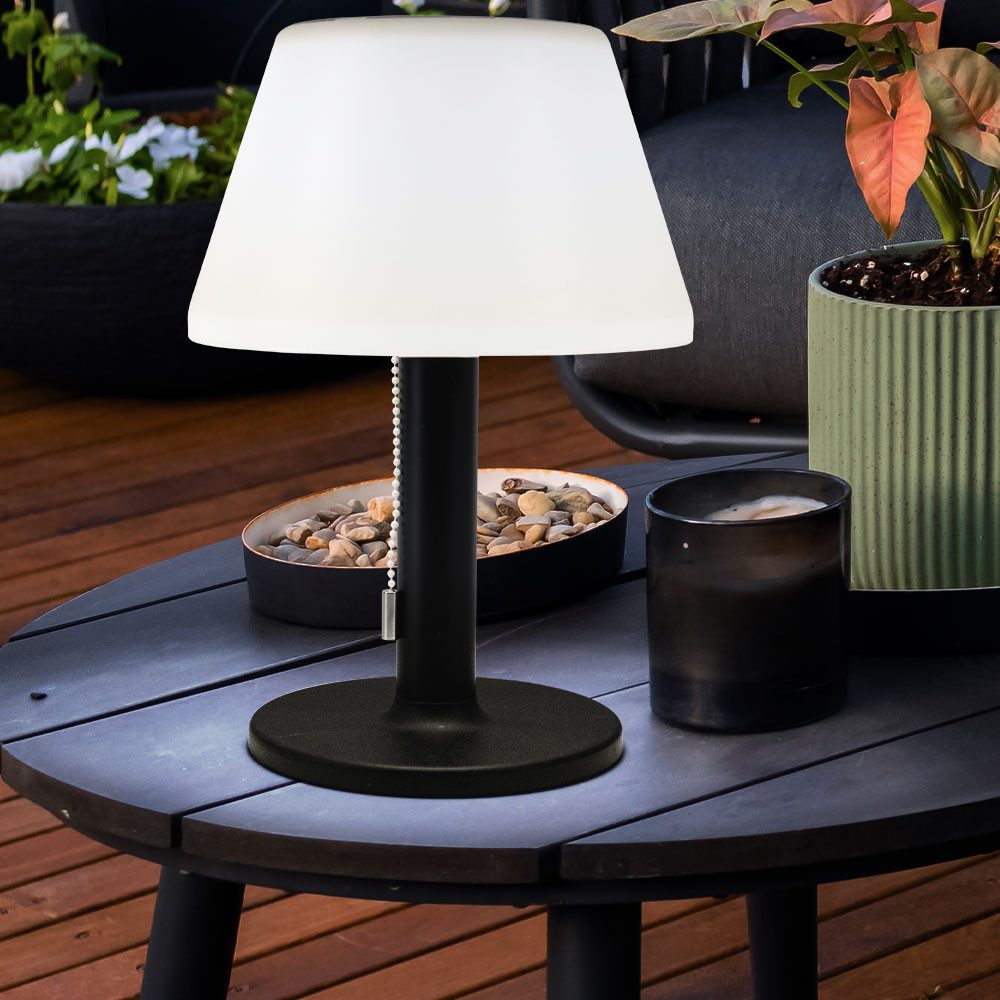 Expo Börse LED Solarleuchte, LED-Leuchtmittel fest verbaut, Warmweiß, Tischlampe Solarleuchte Außenlampe LED Balkonlampe 3 Stufen H 28 cm